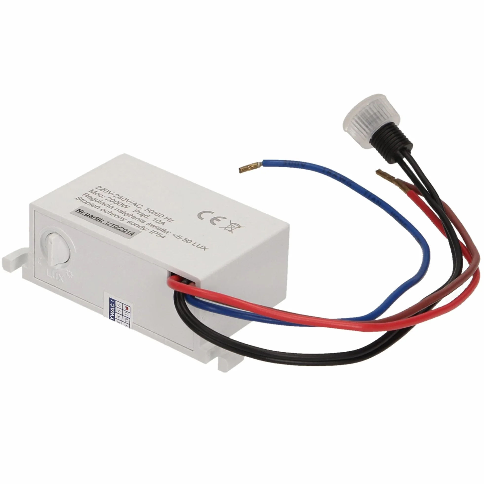 Czujnik Zmierzchowy zz zewnętrzną sondą IP54 mini, 2000W