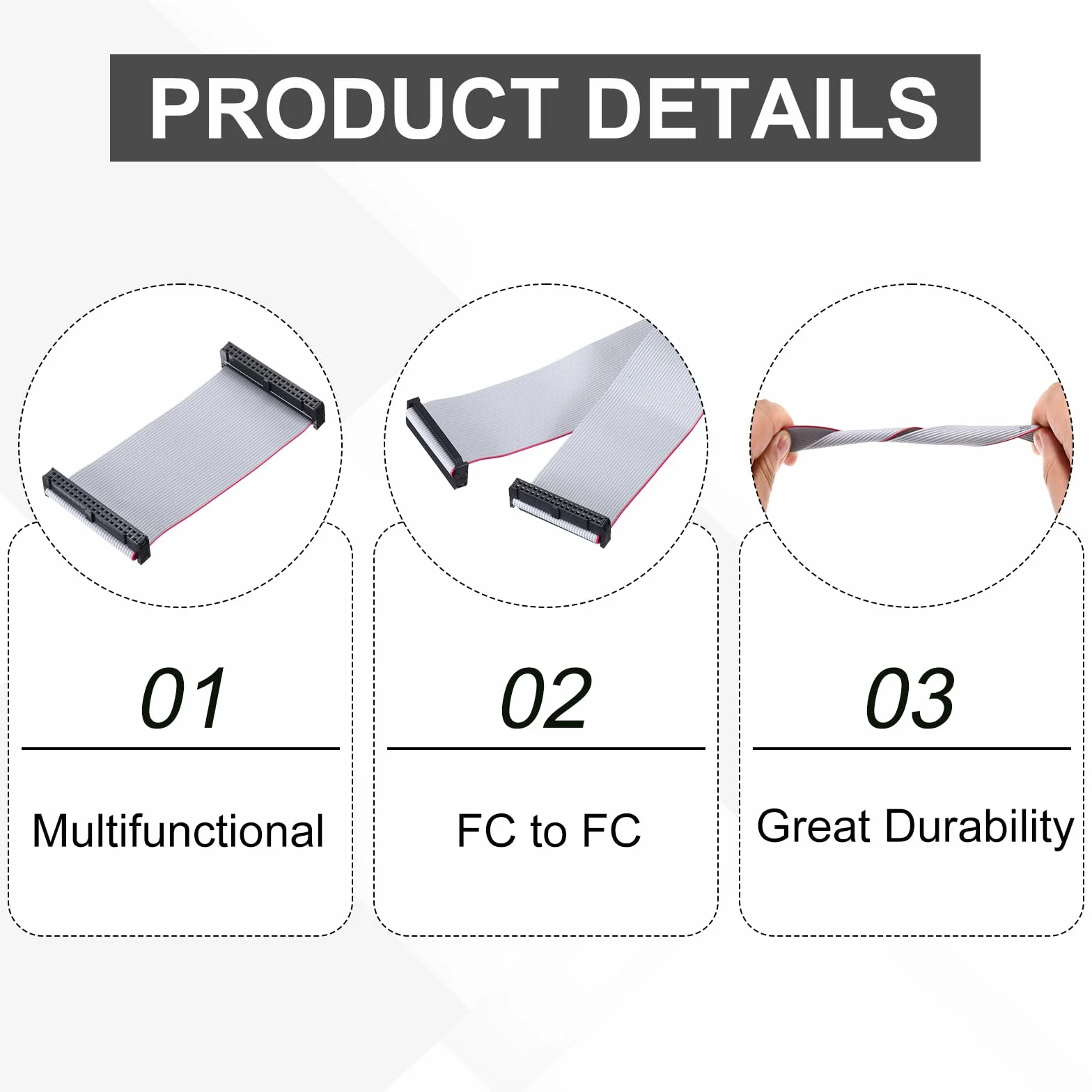 QUARKZMAN 4 szt. IDC płaski kabel taśmowy, 2,54 mm siatka 50 mm szerokość 10 cm długość 40 pin FC do FC złącze płaskie kabel Jumper do PC, wyświetlaczy LED