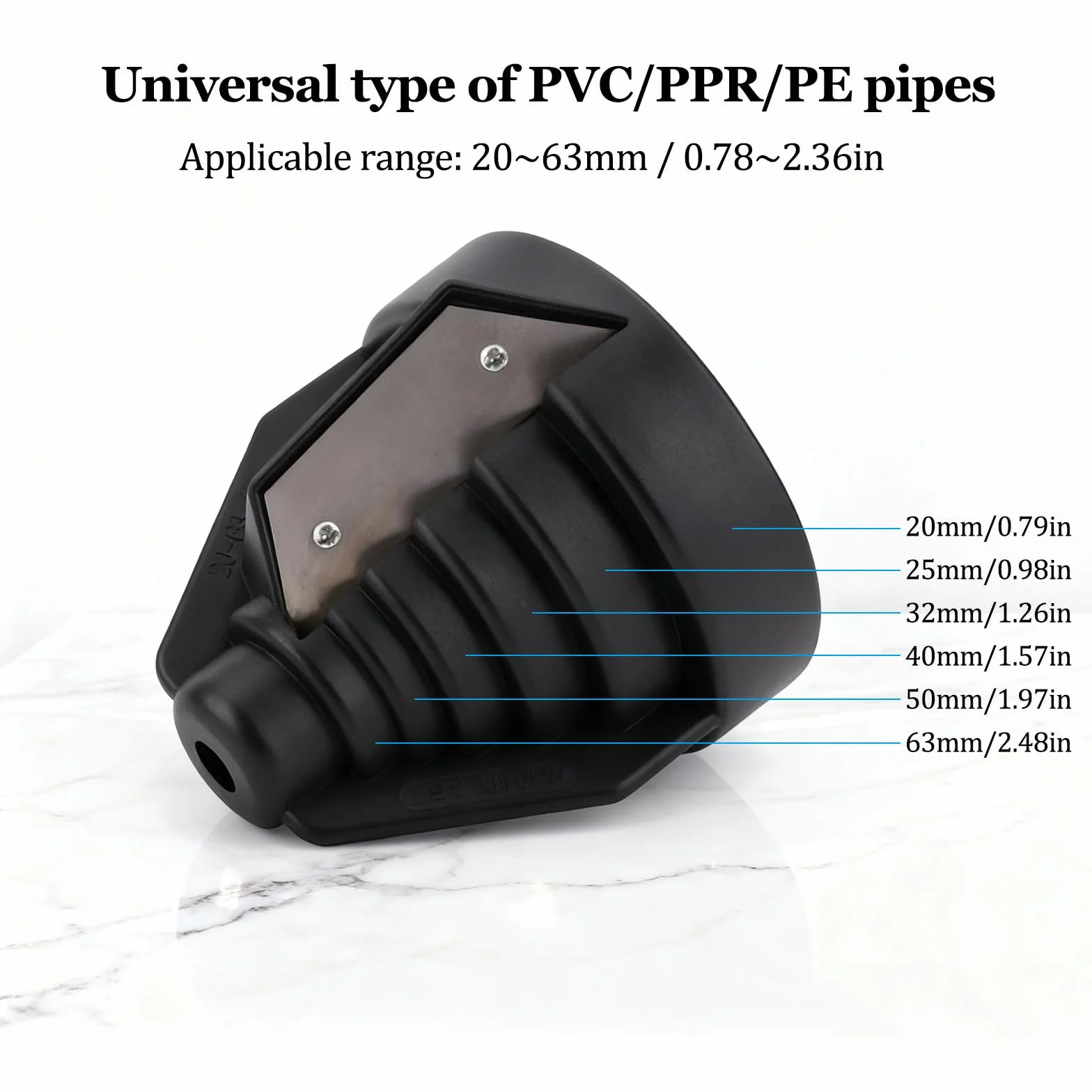 Narzędzie do gratowania rur, plastikowe narzędzia do fazowania, narzędzie do usuwania zadziorów do rur PVC, narzędzie do fazowania rur 20, 25, 32, 40, 50 i 63 mm