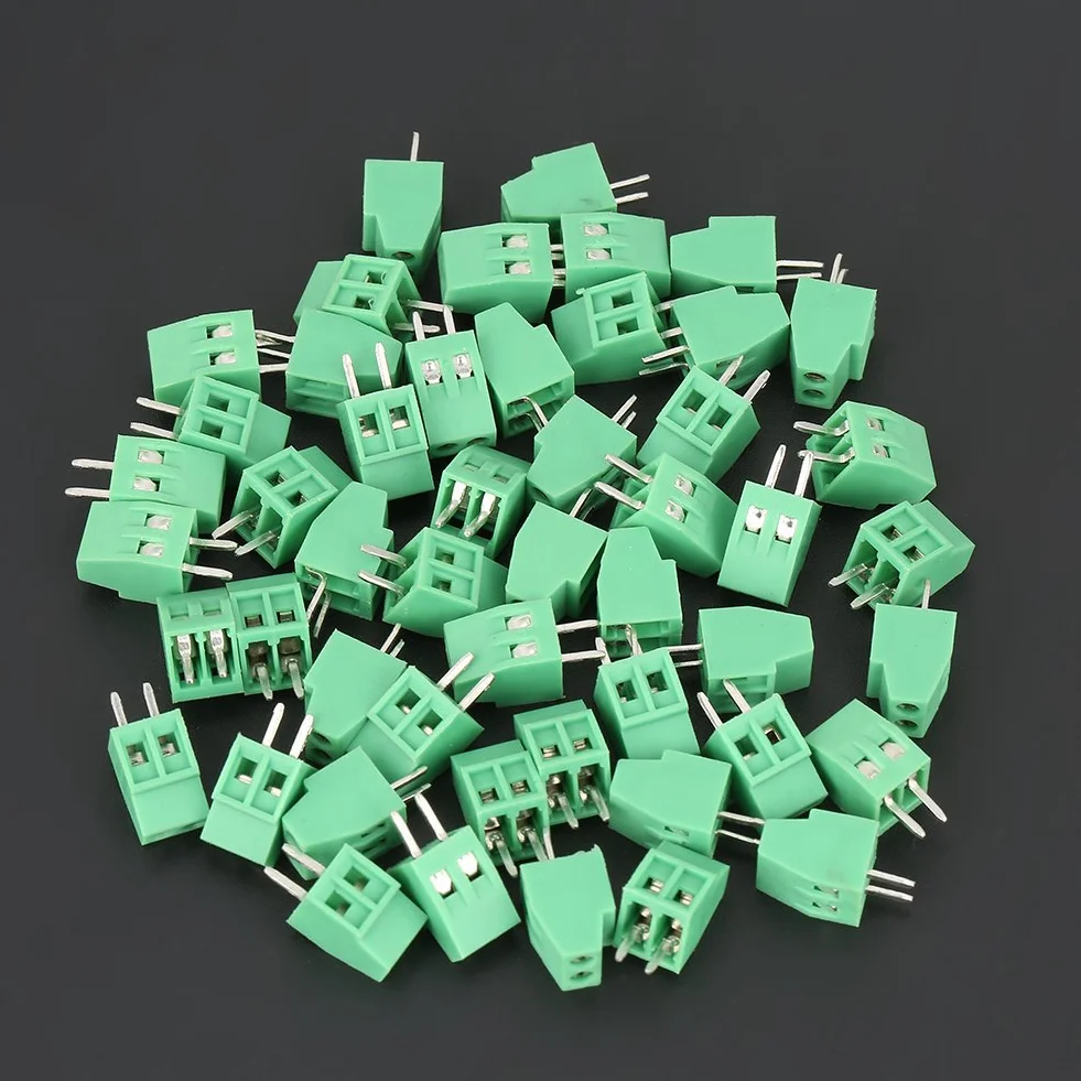 50 sztuk/zestaw złącze listwy zaciskowej 2 pin 2.54mm PCB listwa zaciskowa obwodu uziemienia listwa zaciskowa niskiej częstotliwości złącze śrubowe (zielony)