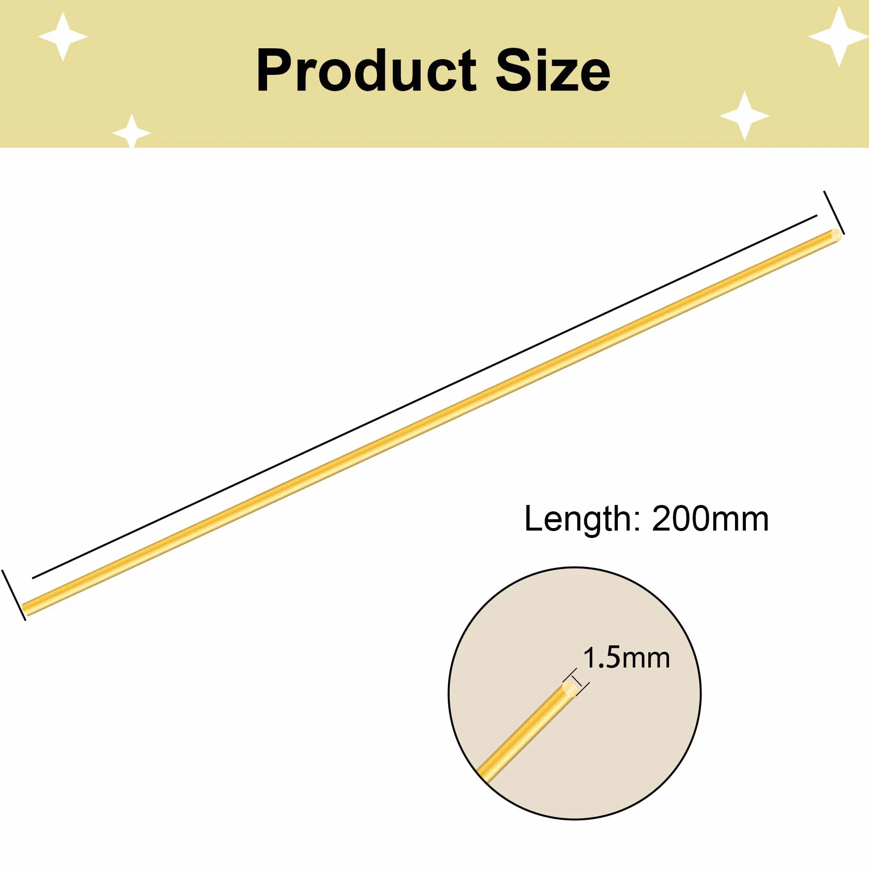 10 szt. 1,5 mm mosiężny pręt, iMeistek 200 mm długość mosiądz pręt okrągły do modeli RC DIY rękodzieło