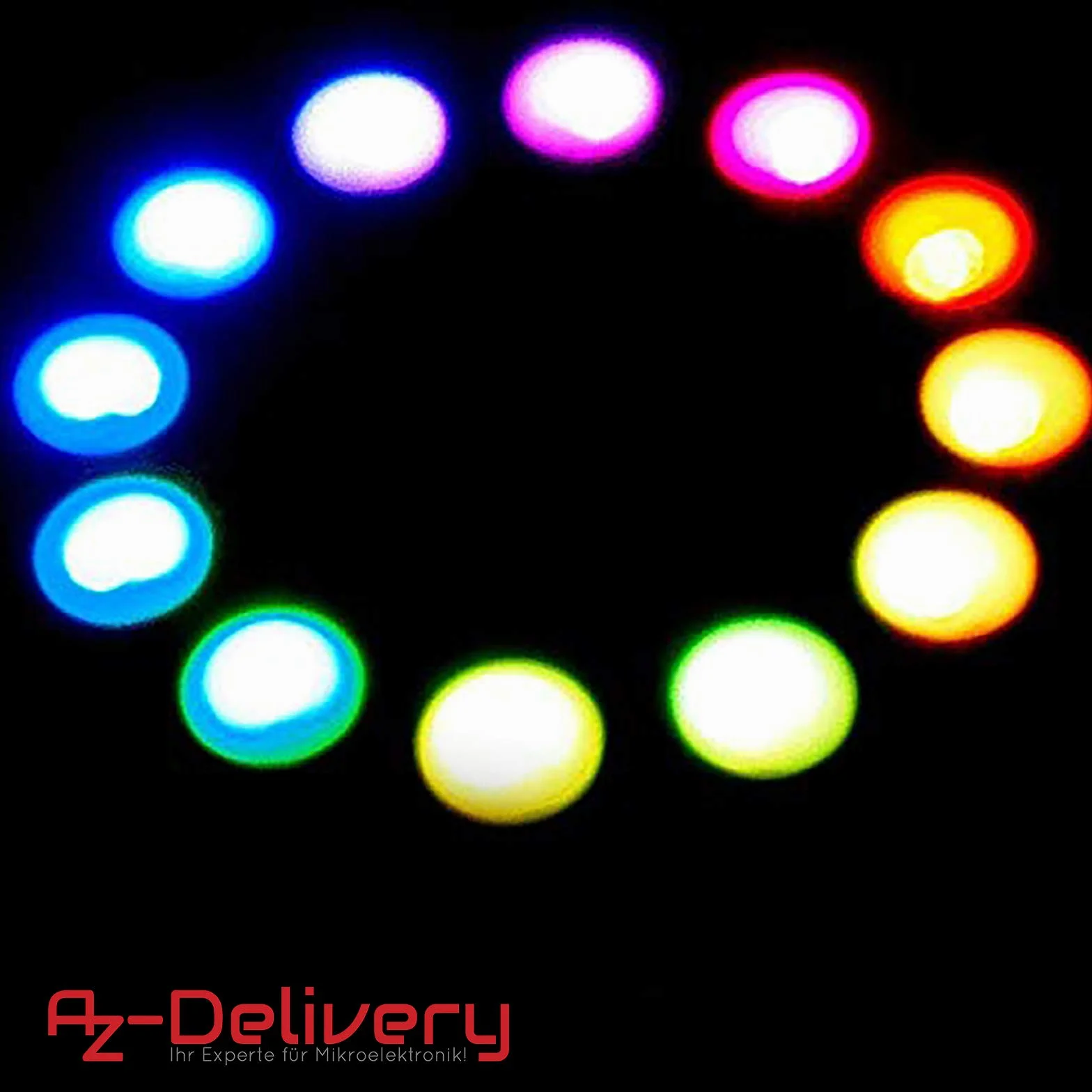 AZDelivery 3 x 5V RGB LED Ring Compatible with WS2812B 12-Bit 50mm kompatybilny z Arduino i Raspberry Pi w tym e-Book!