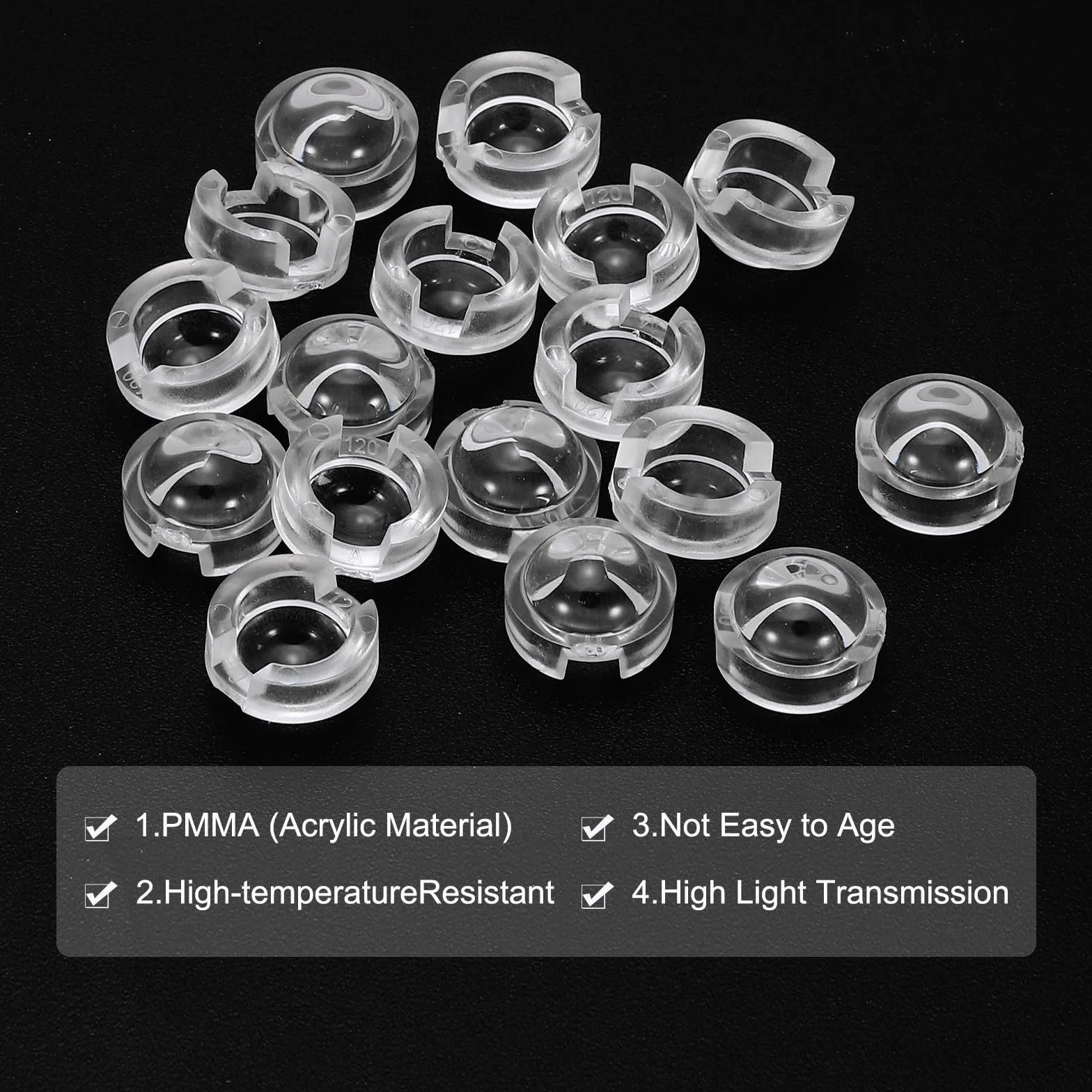 PATIKIL Wypukłe soczewki LED 12 mm, 36 sztuk, kąt świecenia 120 stopni, PMMA, akrylowe, wypukłe soczewki kondensatorowe, do lamp LED 1 W, 3 W, koraliki na podczerwień, przezroczyste