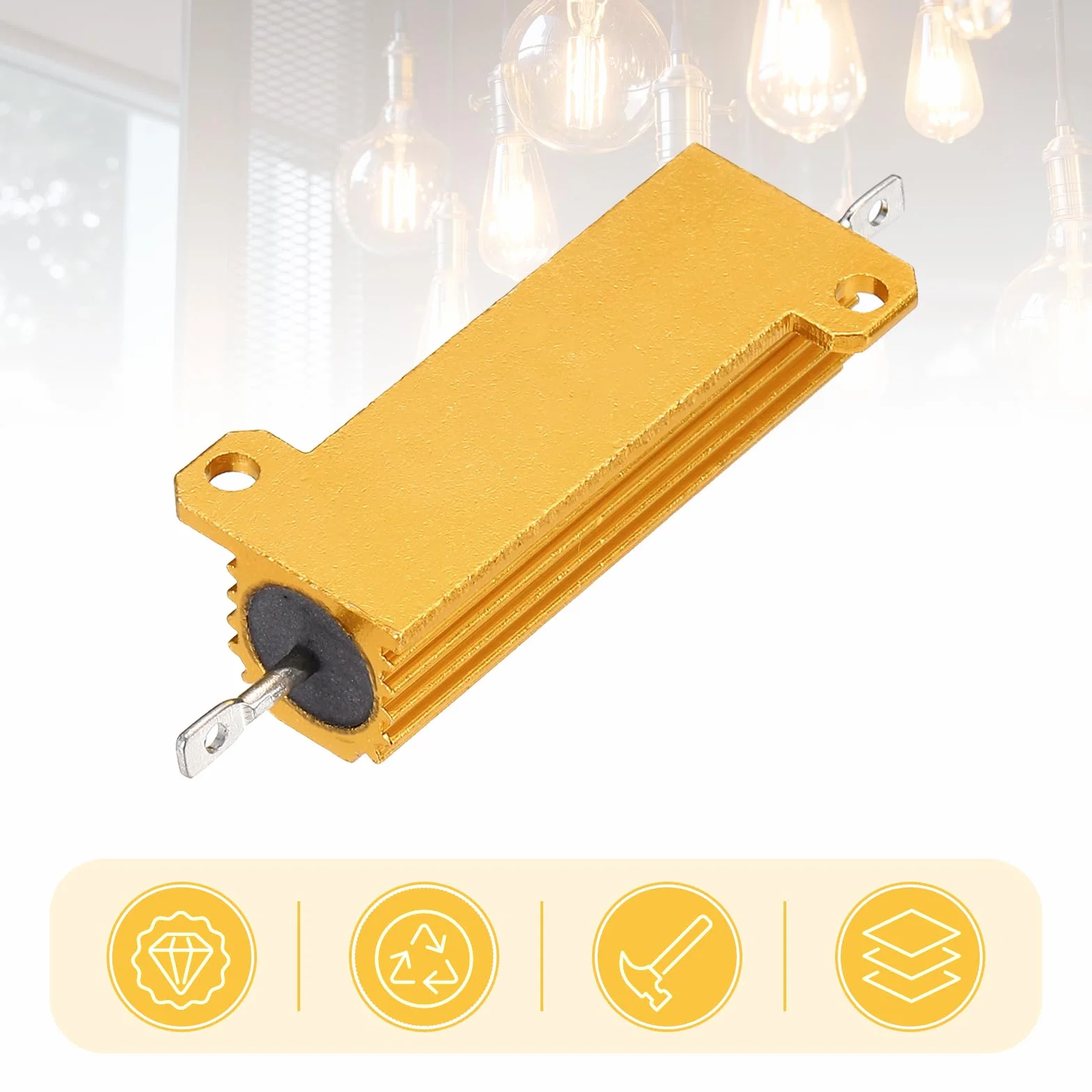 QUARKZMAN Zestaw 5 rezystorów cewkowych 50 W, 6 omów, 5% do obudowy aluminiowej, śrubowej, zamontowanej na ramie, w kolorze złotym
