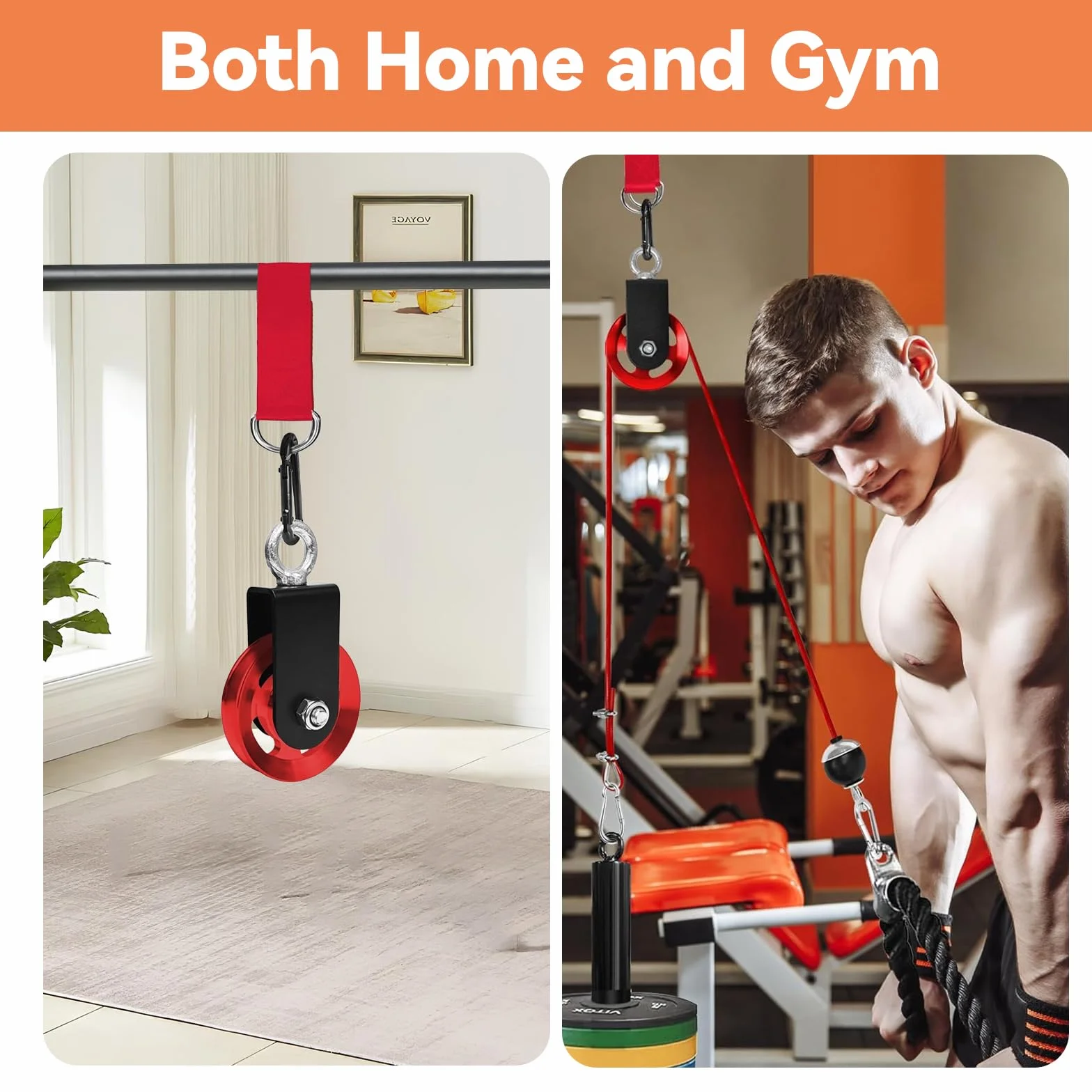 Rolka zwrotna 90 mm z uchwytem mocującym w kształcie litery U do linek nastawnych DIY Gym Sprzęt fitness, czerwony
