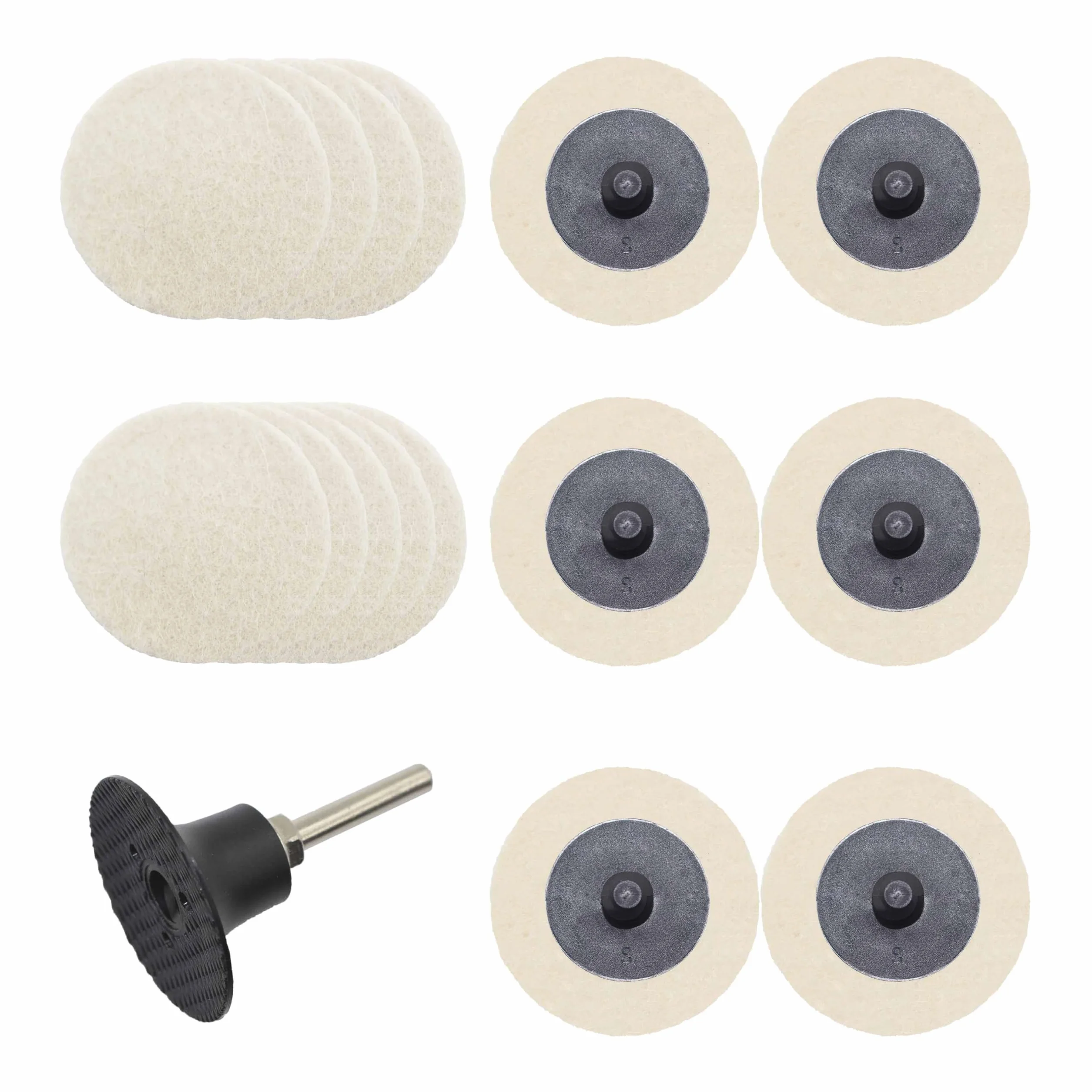 Merryland Filcowa Tarcza Polerska 50mm Szlifierka Trzpieniowa, 50 mm Filcowe Koła Polerskie 15 Sztuk Z Trzonkiem 6,35mm, Wełna Krążek Do Ścierania Metal Stal Żelazo Stal, DGTAB17C1