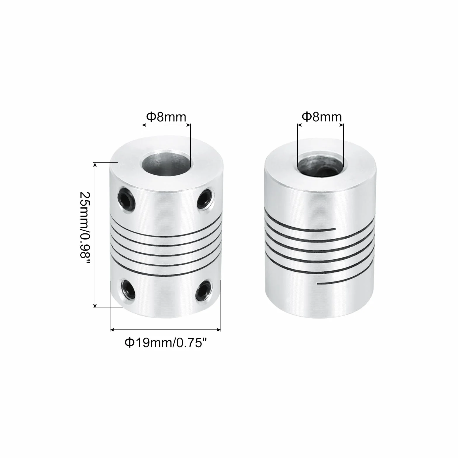Sprzęgło wału L25 x D19 8 mm ze stopu aluminium do drukarki 3D CNC
