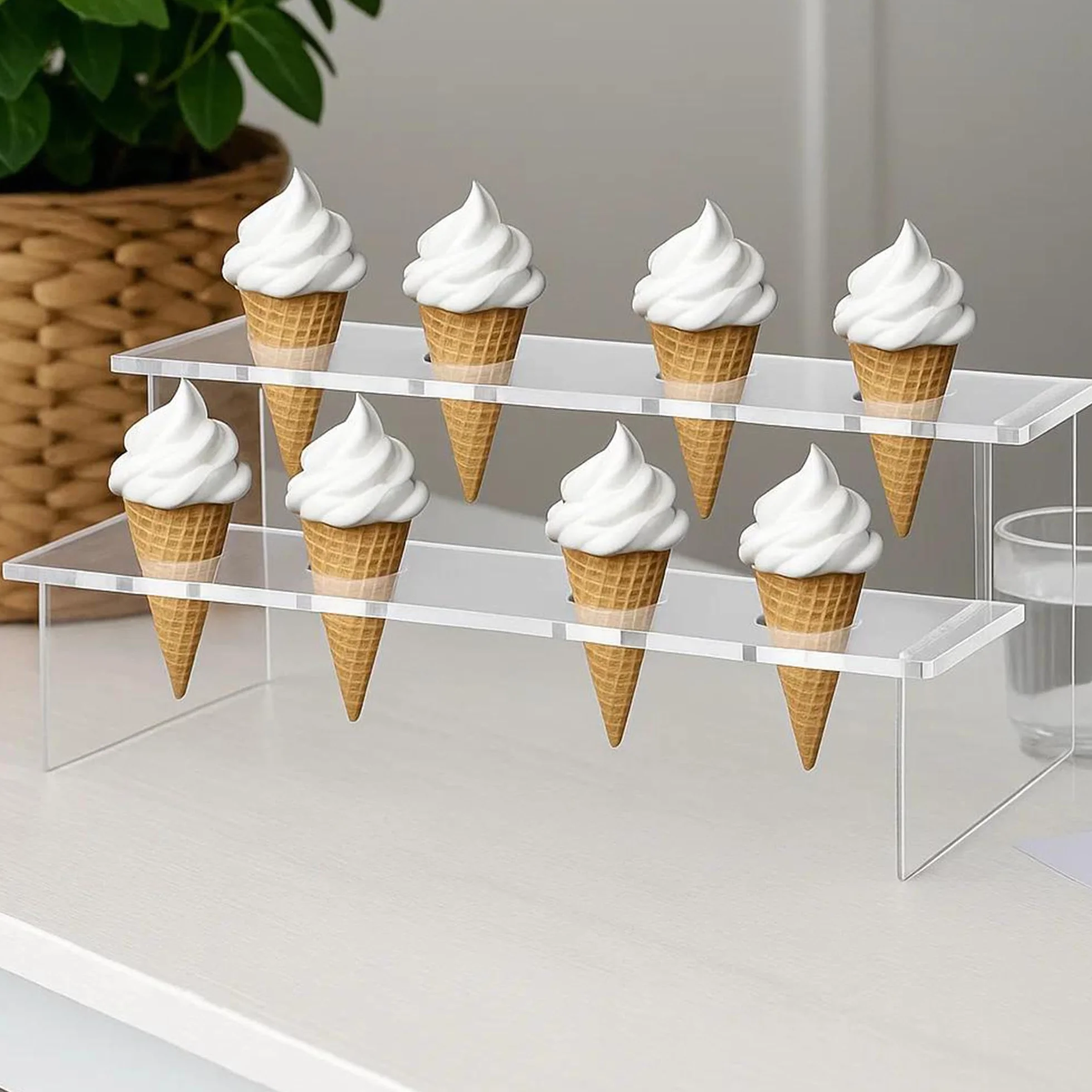 Akrylowy Stoisk Na Lody 8-Otworowy Przezroczysty Prostokątny