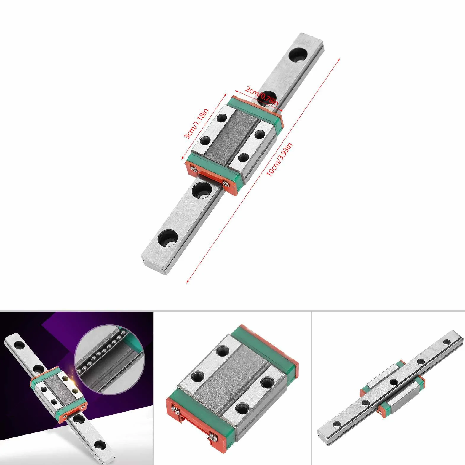 LML9B Miniaturowa prowadnica szynowa Szerokość: 9 mm Z liniowym blokiem przesuwanym (100 mm)