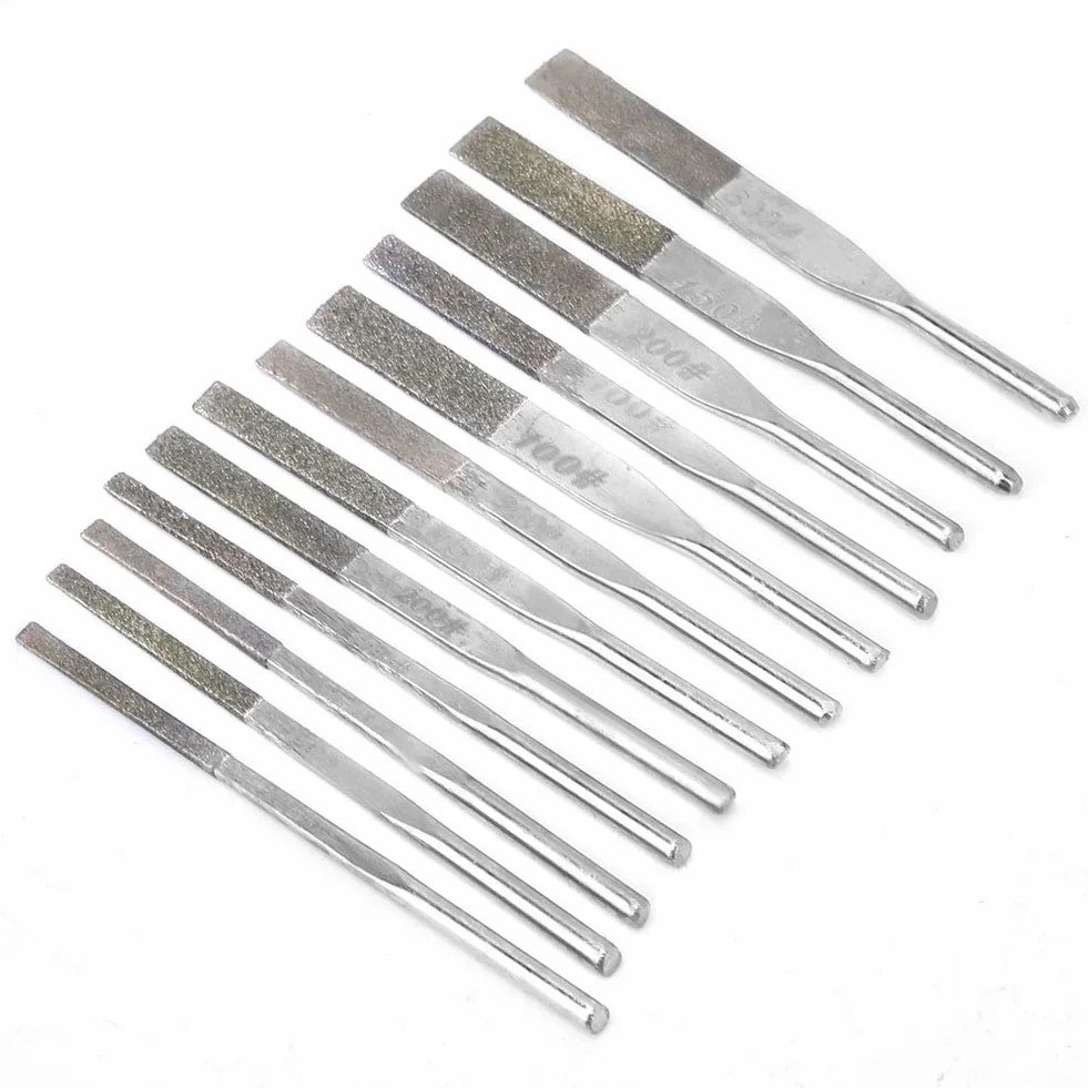 Zestaw Pilników Diamentowych 12 szt. 3 mm do Metalu Stali Szlifowania Tłokowego