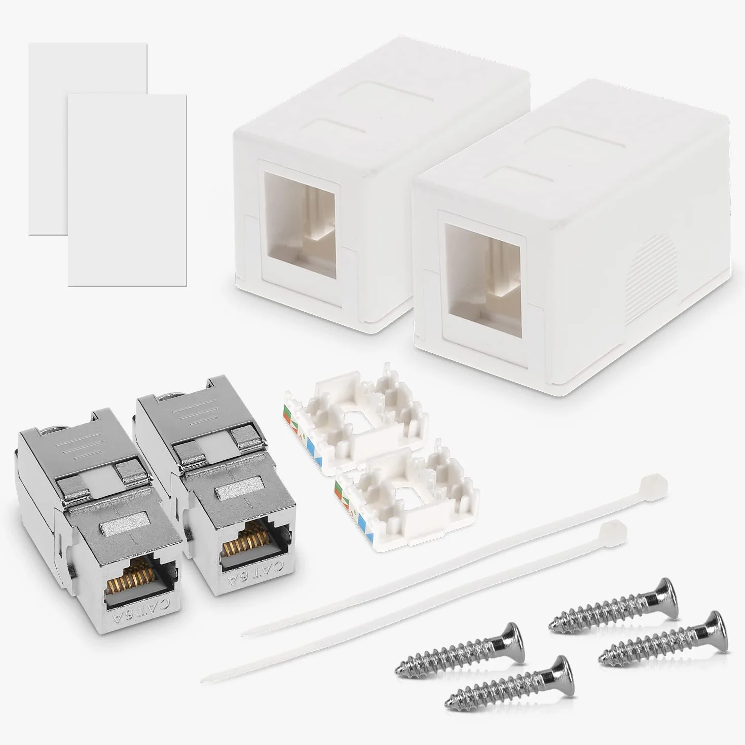 kwmobile 2x gniazdo sieciowe RJ45 (1 port) zestaw - ekranowane, montowane na powierzchni pojedyncze gniazdo ścienne z portem kabla Ethernet LAN CAT6A i 2x modułem Keystone