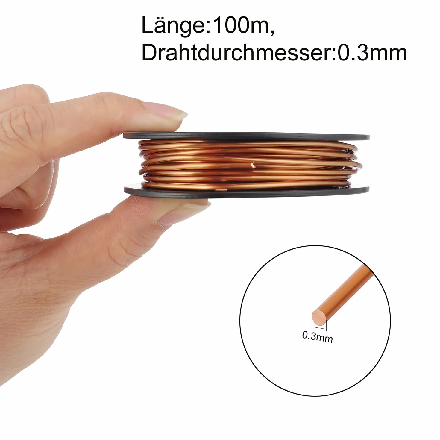 drut miedziany, 0,3 mm x 100M miedziany drut lakierowany, 99,9% czysty drut miedziany T2 drut magnetyczny do elektrotechniki, rzemiosła, spawania i DIY