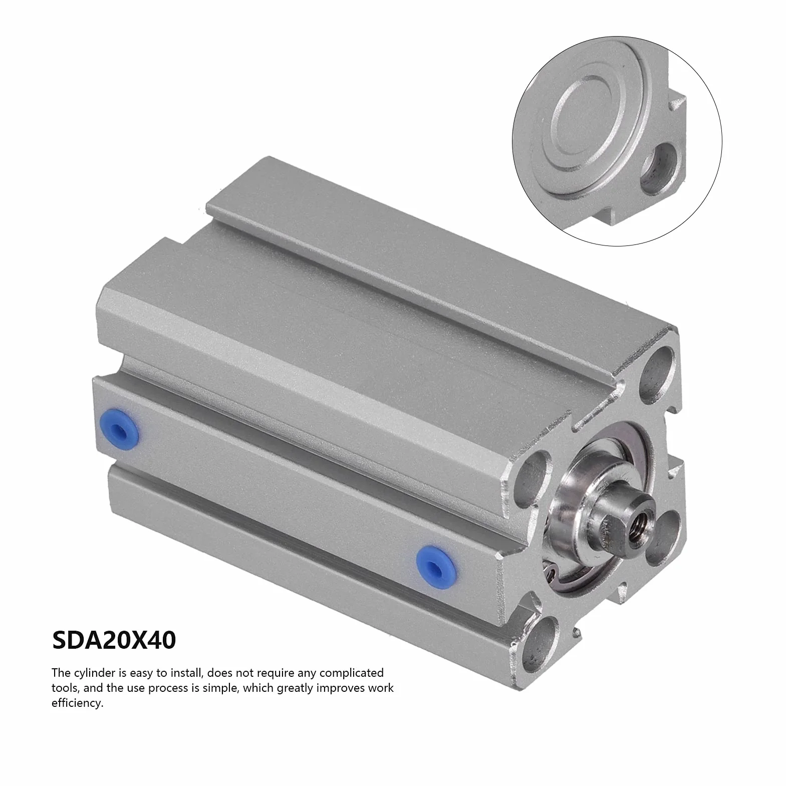 FTVOGUE Cylinder Pneumatyczny 20 Mm Dwukrotnie Działający Siłownik Powietrza Łatwa Instalacja Krótki Skok Duża Siła Wyjściowa Łatwa w Użyciu Odpowiednia dla Małej Przestrzeni Cylinder Aluminium