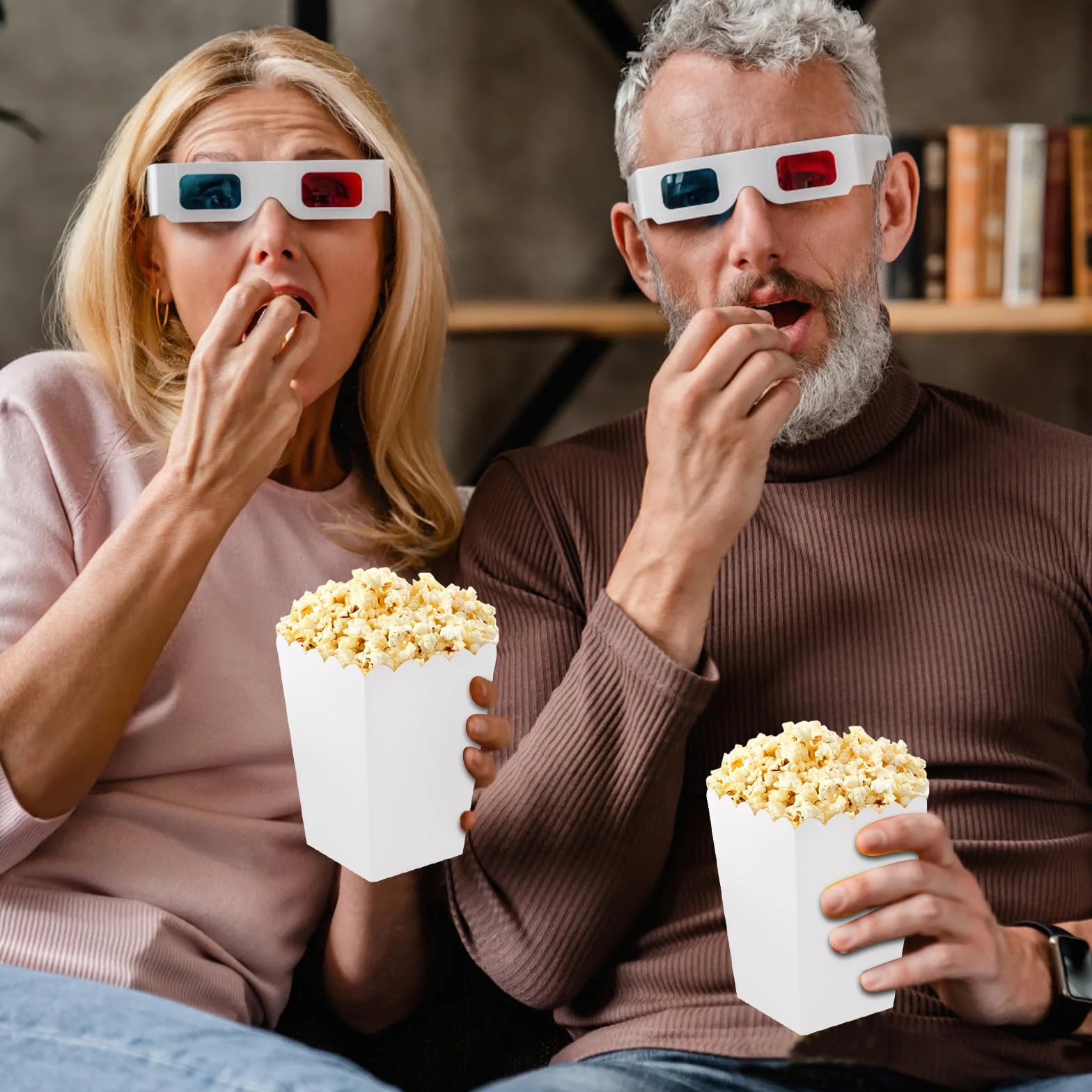 HENGBIRD 50 sztuk torby na popcorn, papierowe pojemniki na słodycze, pudełka na popcorn, kartonowe torby na popcorn mini pudełka na pikniki filmowe preferencje ślubne (biały)