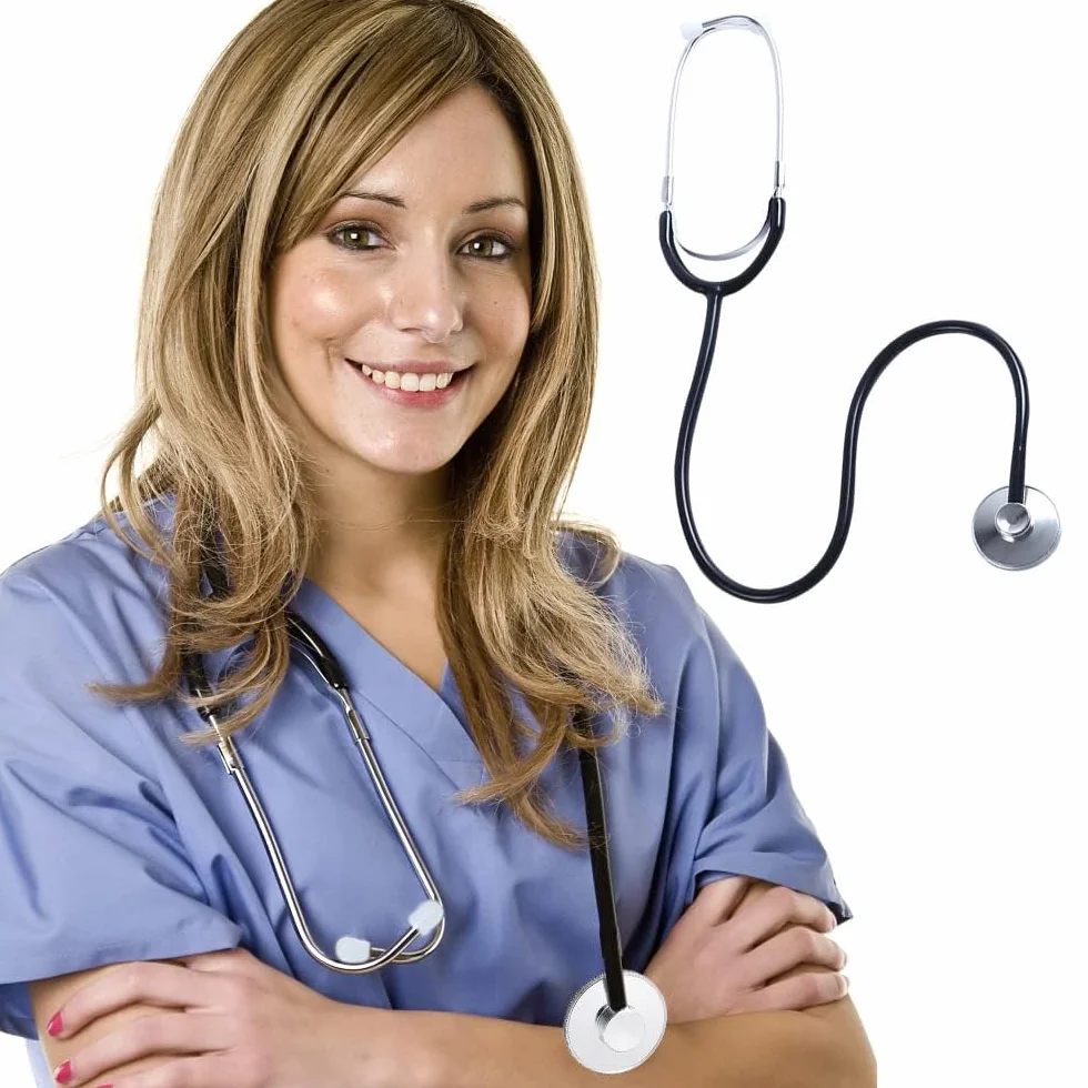 Stetoskop dziecięcy z silikonowymi słuchawkami z aluminiowym stetoskopem na jednym końcu mini stetoskop do cosplayu, czarny, medyczny stetoskop, edukacyjny