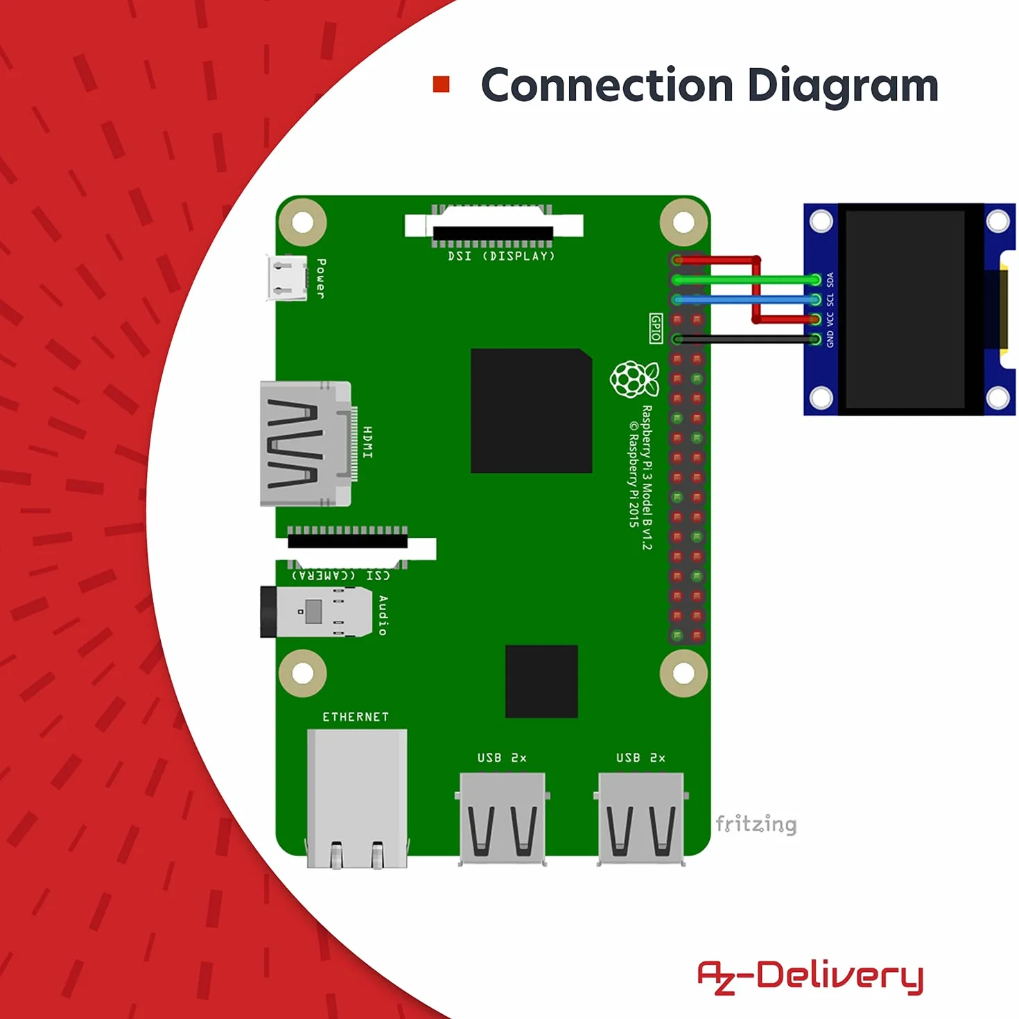AZDelivery 0,96 cala OLED wyświetlacz I2C 128 x 64 pikseli I2C ssd1306 moduł wyświetlacza ekranu z białymi znakami kompatybilny z Arduino i Raspberry Pi w tym e-book!