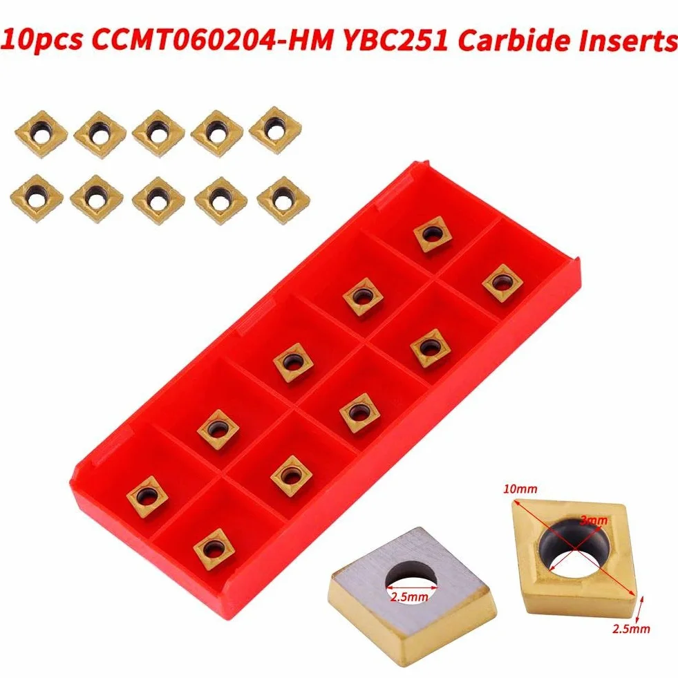 CCMT060204-HM YBC251 wkłady do toczenia węglika spiekanego 10 szt. 10 x 6 x 2,5 mm