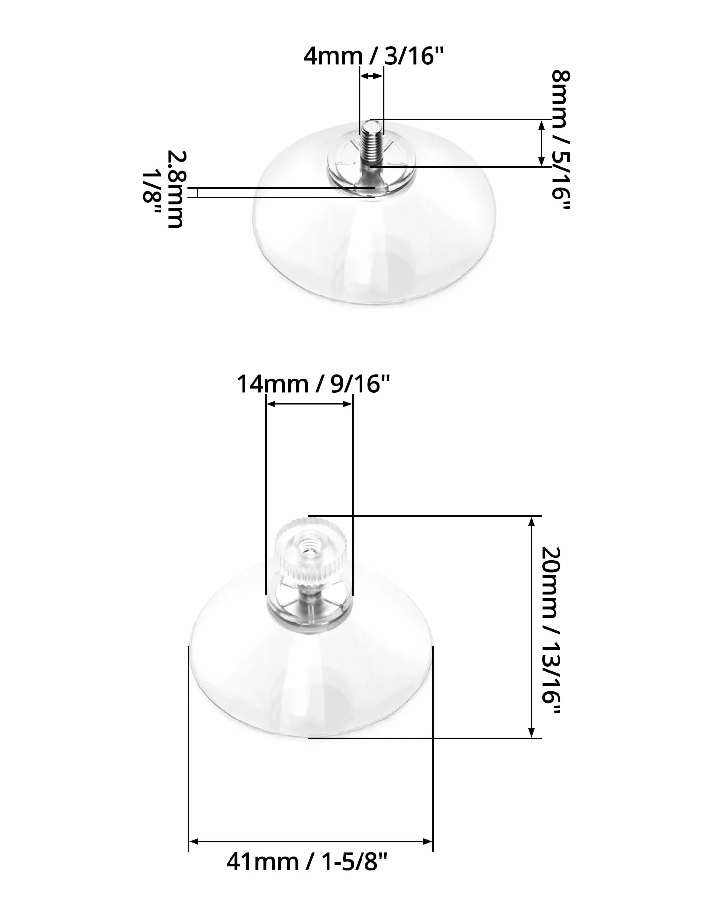 QWORK przyssawki do okien Ø 40mm z nakrętką radełkowaną 20 sztuk