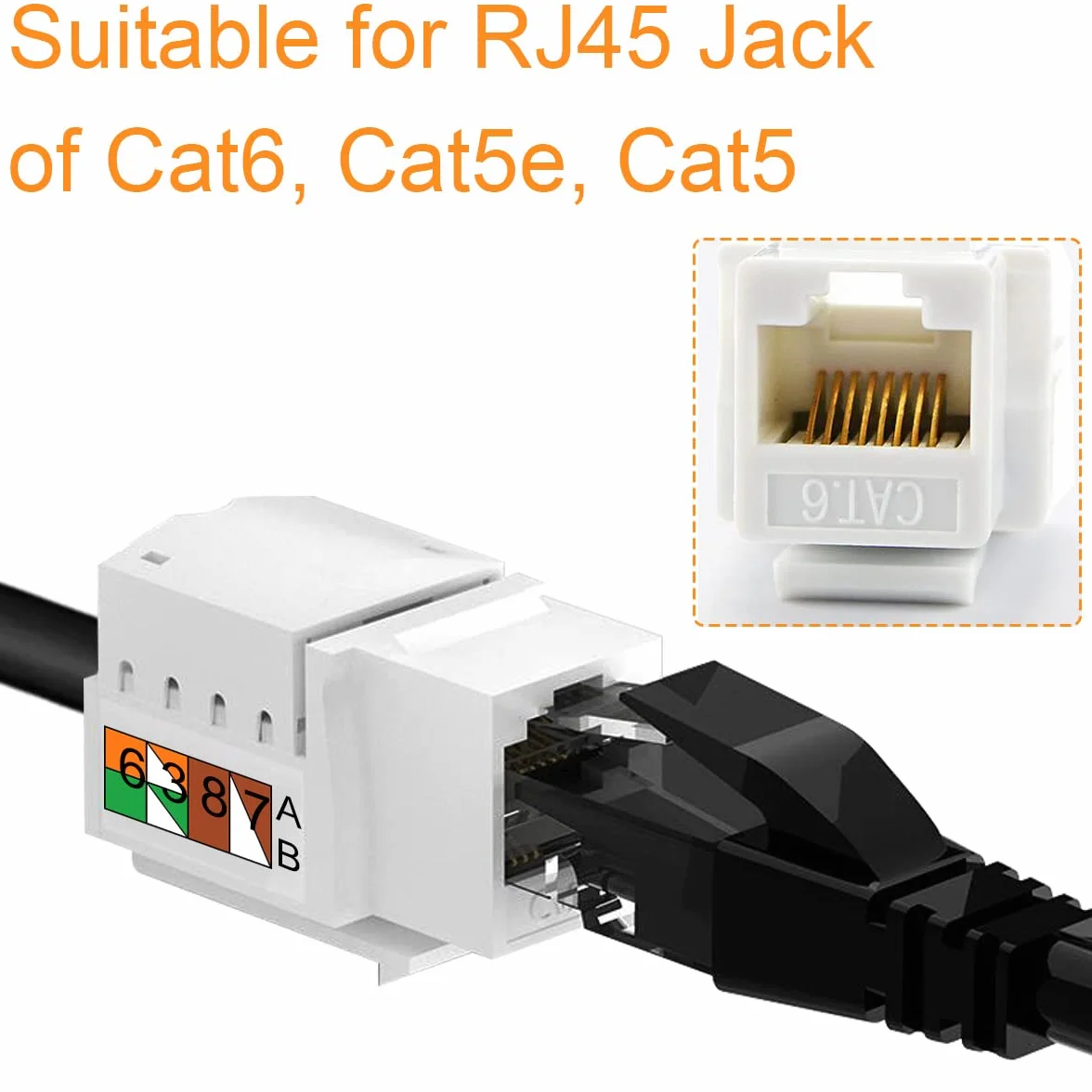 RJ45 Cat6 Keystone Jack, 10PCS Ethernet Wall Jack Inline Coupler Cat6 Network Coupler Cat5/5e/6 Kompatybilny - Cat6 Network Coupler