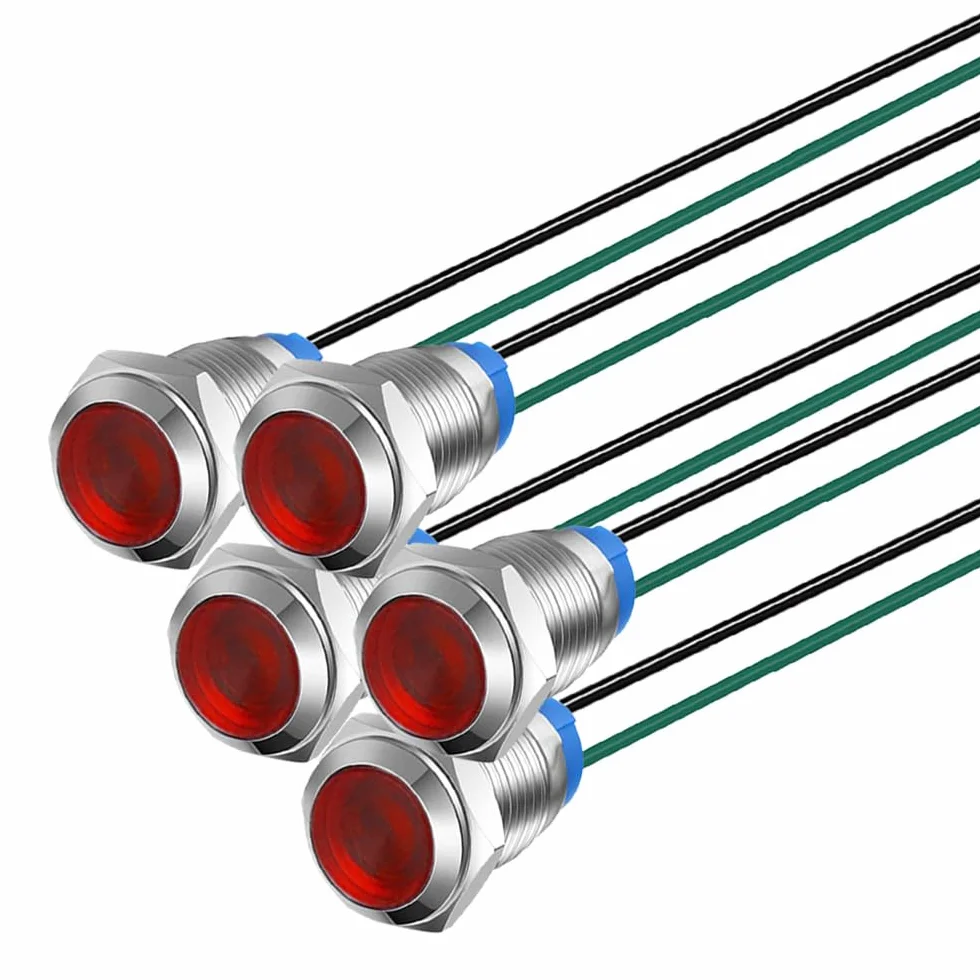Gebildet 5sztuk 10mm Energooszczędna Dioda LED Wskaźnik Świetlny 3V-9VDC Wodoodporna Lampka Sygnalizacyjna Czerwona