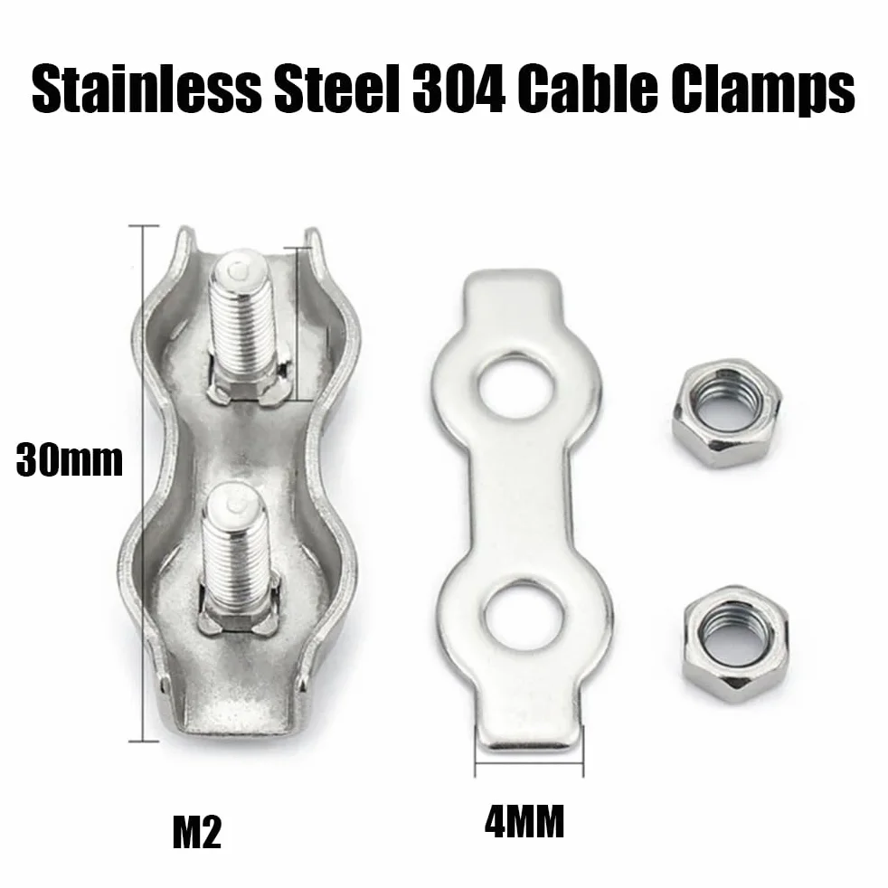 Zacisk M2 Duplex do lin metalowych ze stali nierdzewnej 304, 2 mm