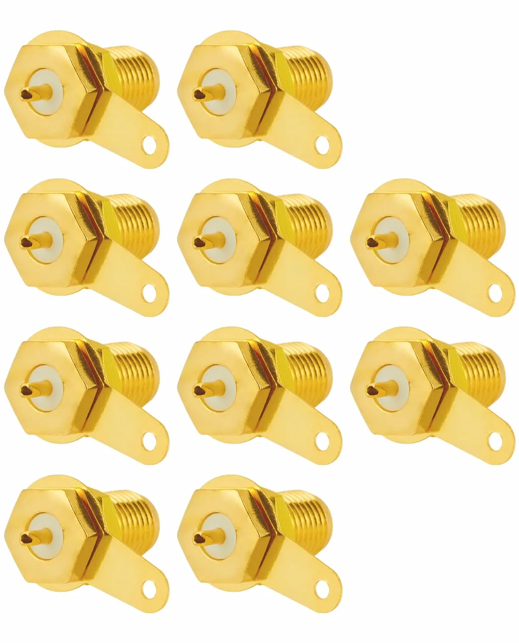 Vecys 10 Sztuk Złącza SMA Żeńskie Złącze SMA Coaxial Panel Mount Connector z Nakrętką Przelotową i Zaciskiem Lutowanym