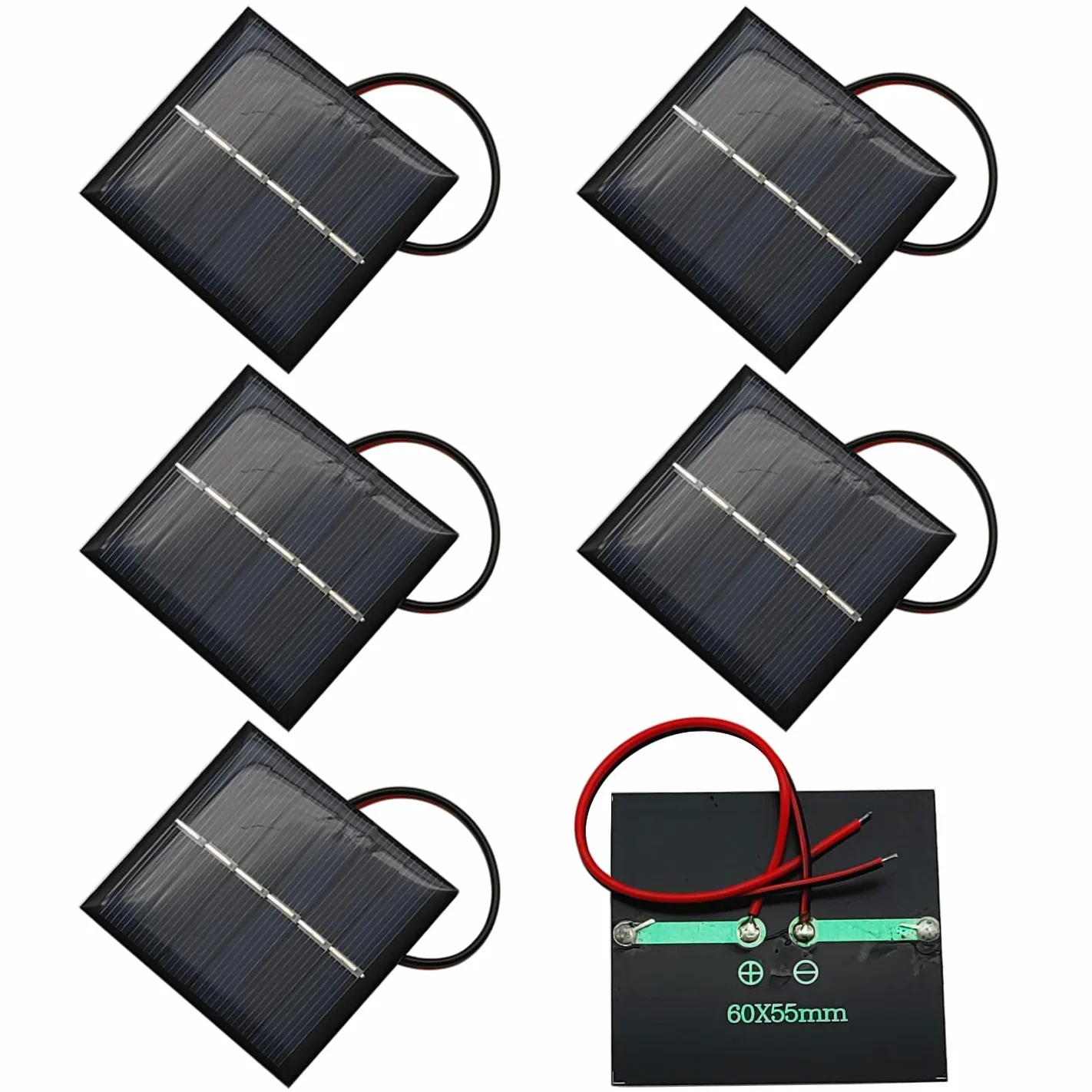 Zestaw 6 ogniw paneli słonecznych 3V 0,55W 60x55mm do projektów DIY