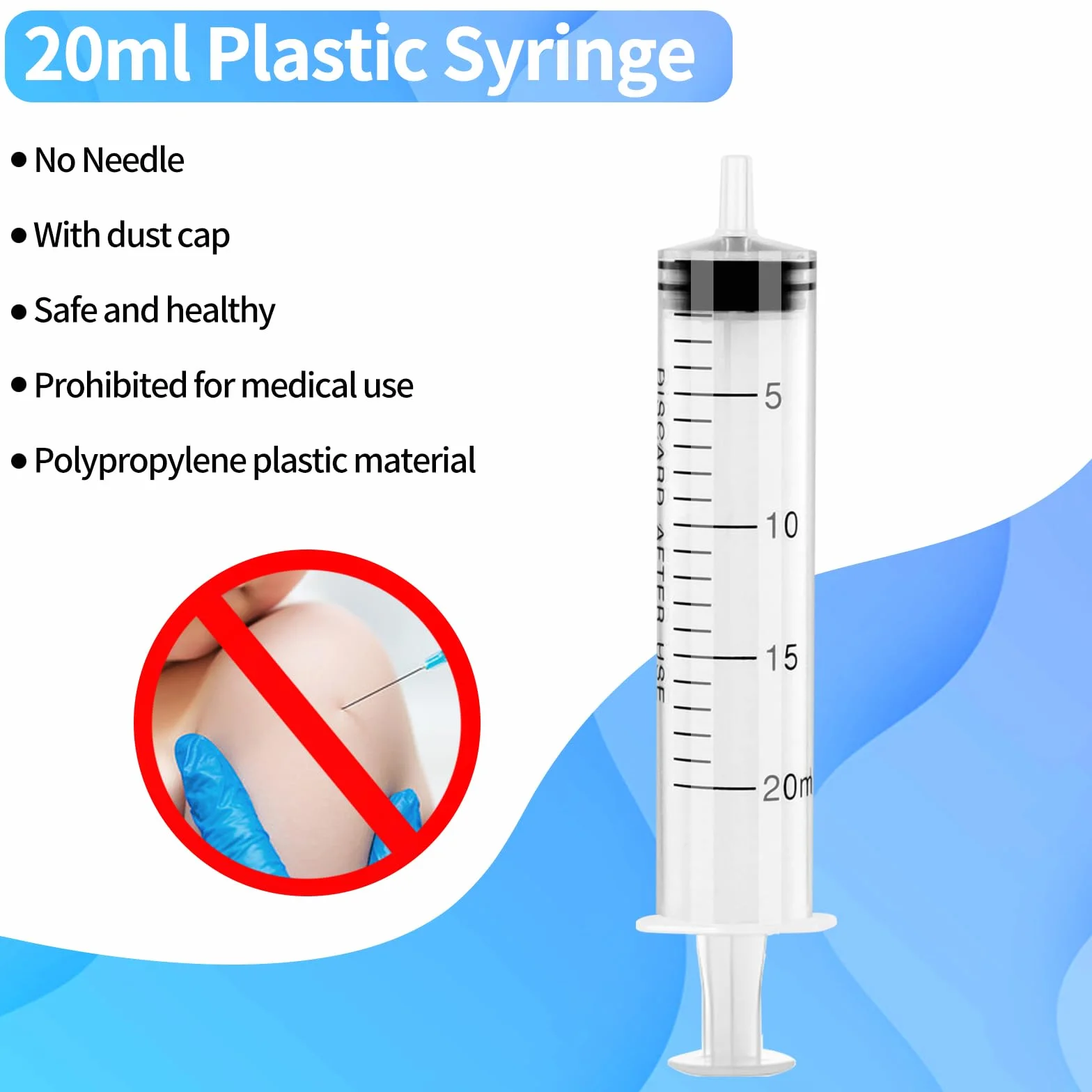 Strzykawki jednorazowe 20 ml z nakładkami ochronnymi dozujące 30 sztuk
