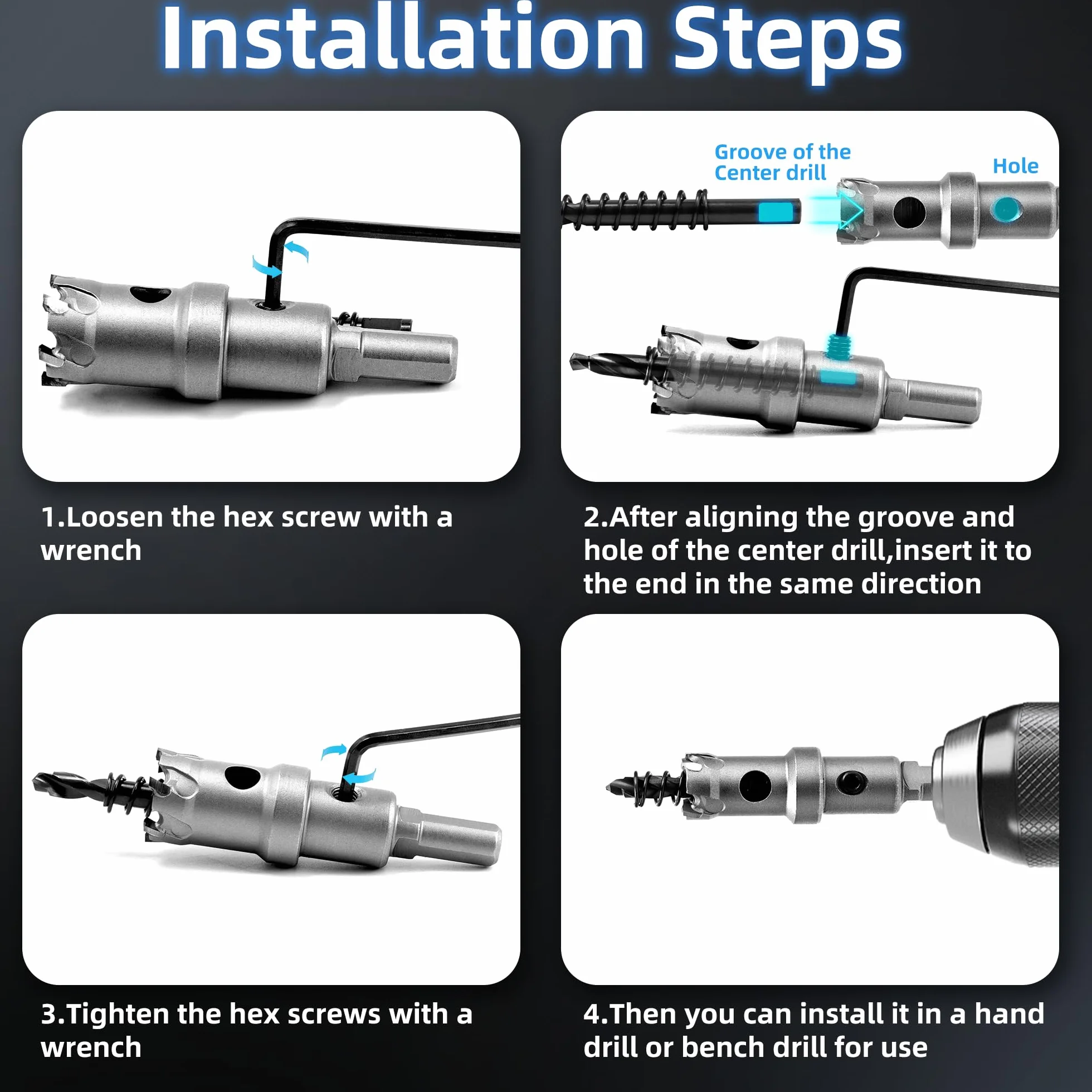 19mm Otwornica z Twardego Metalu Otwornica TCT Wiertło z Twardego Metalu do Stali Nierdzewnej, żelaza, Stopu, Miedzi, Aluminium