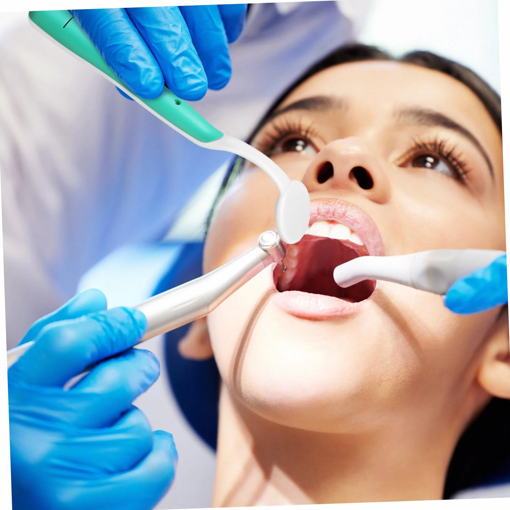 Lusterko Dentystyczne z Jasnym Światłem LED Do Inspekcji Zębów Zielone Narzędzie Stomatologiczne Do Pielęgnacji Ustnej dla Rodziców i Dentystów