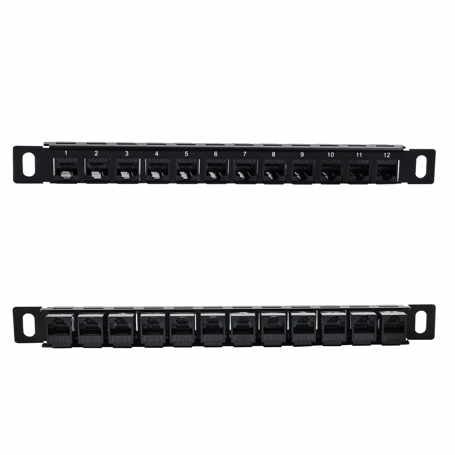 GeeekPi 12-portowy panel krosowy, 0,5U CAT6 Network Patch Panel do DeskPi RackMate T1/T0/T2 Rackmount i 10-calowego serwera Rack/szafy sieciowej