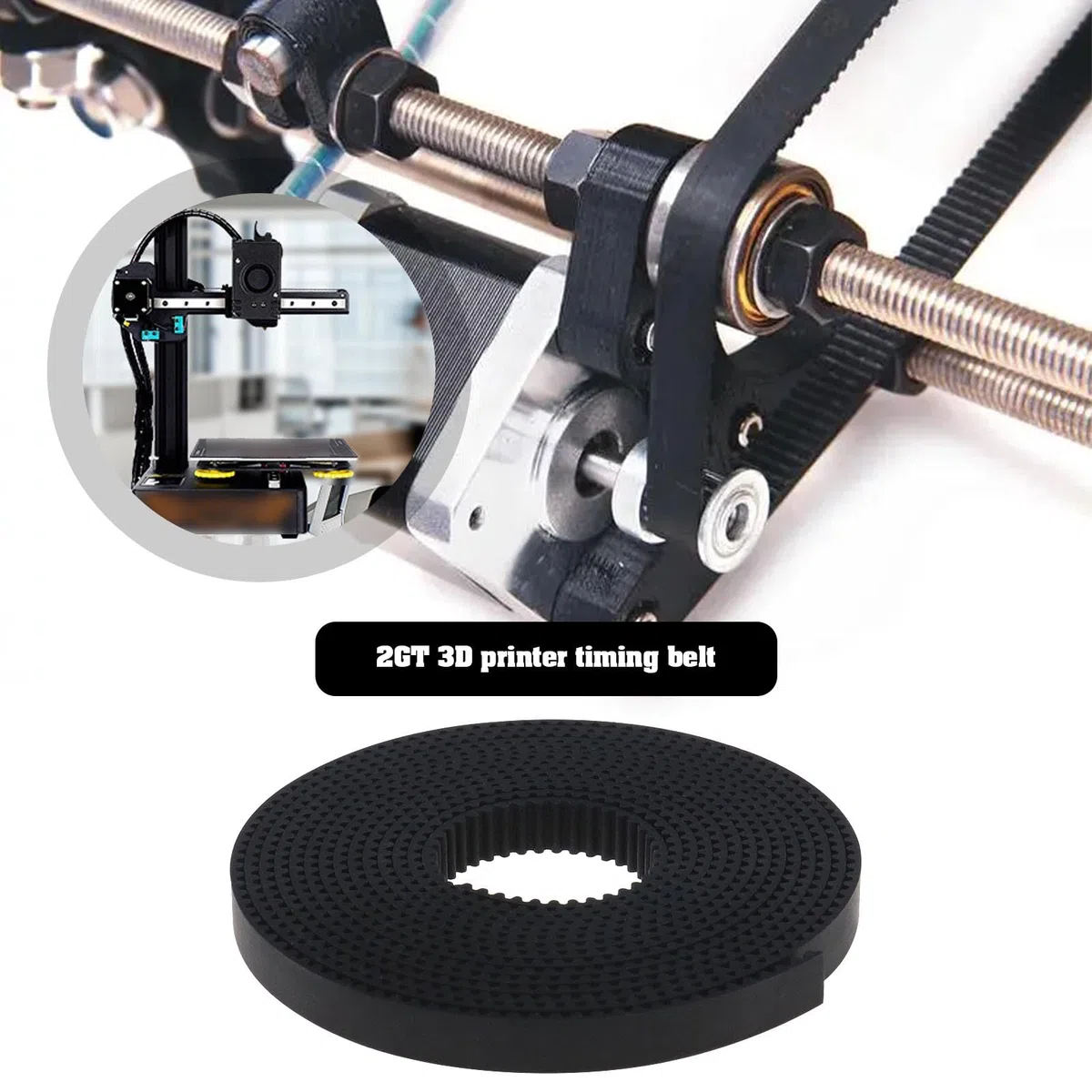 SG Store Otwarty pasek rozrządu 2GT 2 metry kompatybilny z drukarką 3 Ender 3 / Ender 3 V2 / Ender 3 Pro/Ender serii 5 skok 2 mm szerokość 6 mm z 4 mosiężnymi tulejami