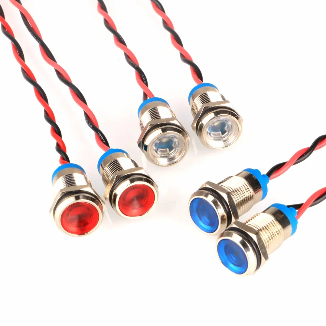 GUUZI 6 sztuk Panel LED Pilot Dash Lampka Ostrzegawcza Wskaźnik 220V-230V AC 10mm Lampa Pilot Dash Żarówki Kierunkowe (Czerwony/Niebieski/Biały)