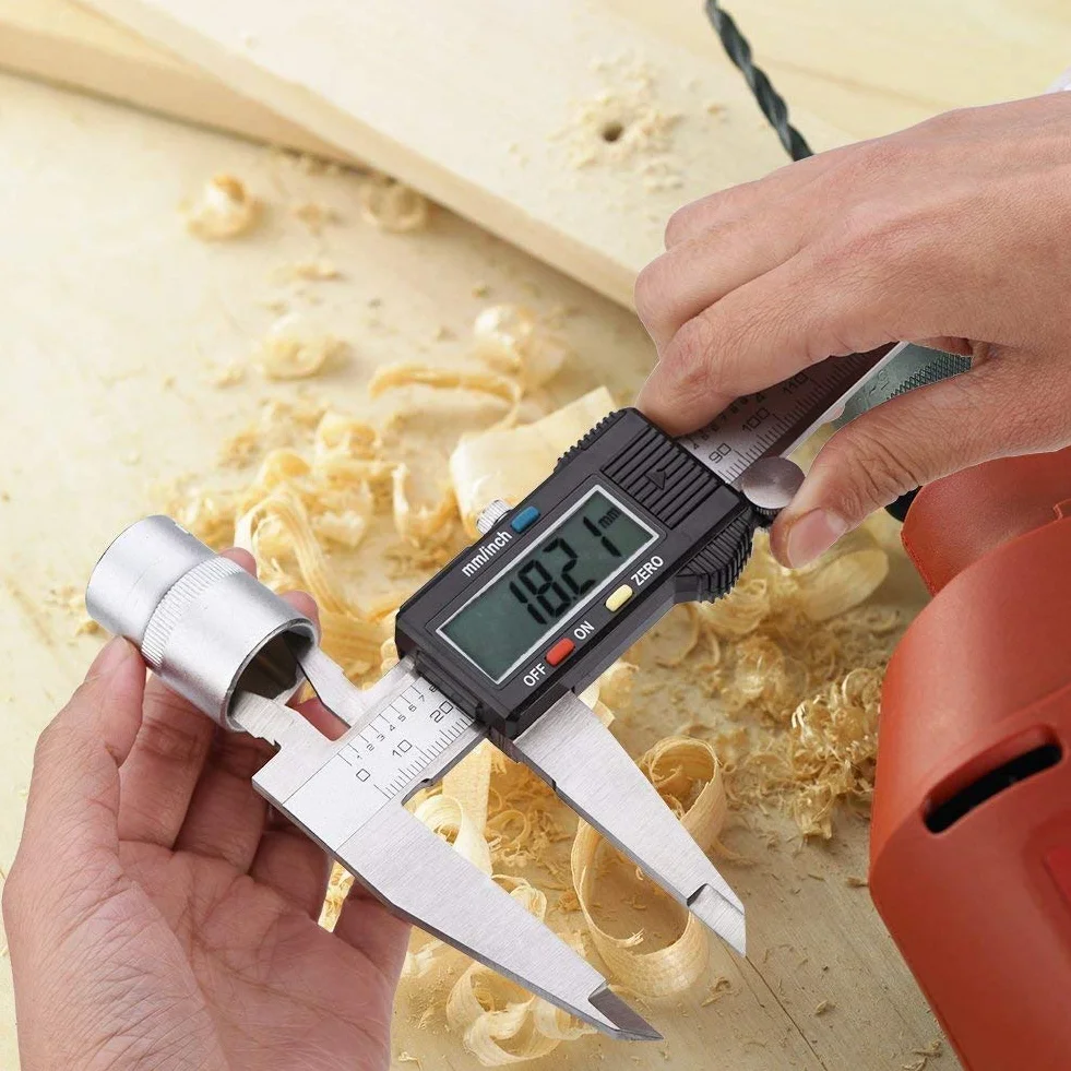 Suwmiarka 30 cm cyfrowa z wyświetlaczem LCD, wykonana ze stali nierdzewnej, konwersja metryczna, urządzenie precyzyjne, z baterią i etui