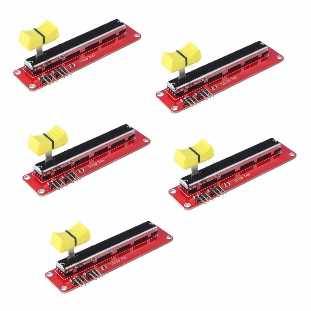 Hailege 5pcs 10K Logarithmic Slide Potentiometer Log Slide Pot Potentiometer Module Dual Output for Arduino AVR Electronic Block