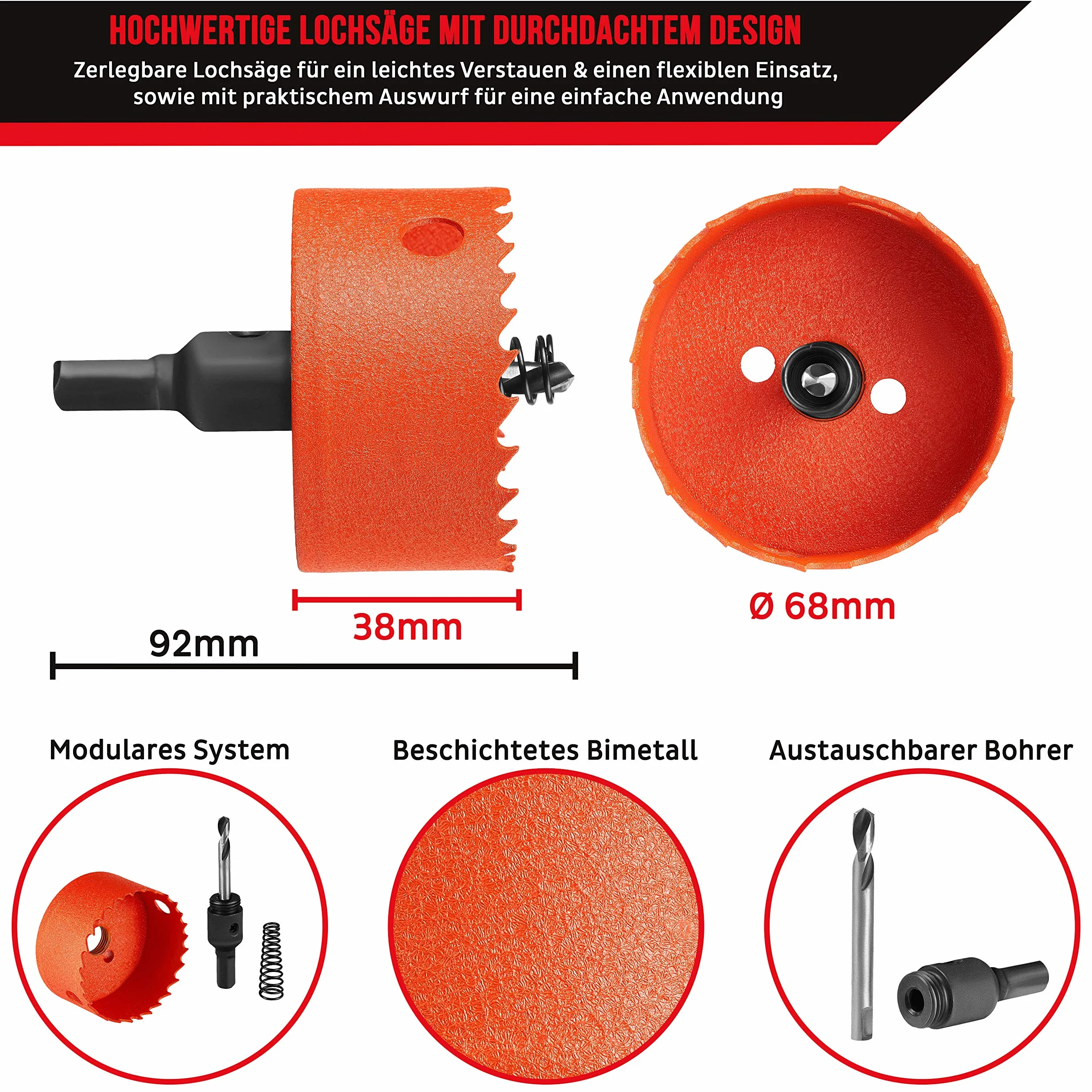 KSP-Tec Otwornica 80 mm z Wyrzutnikiem do Puszek Ściennych – Wiertło