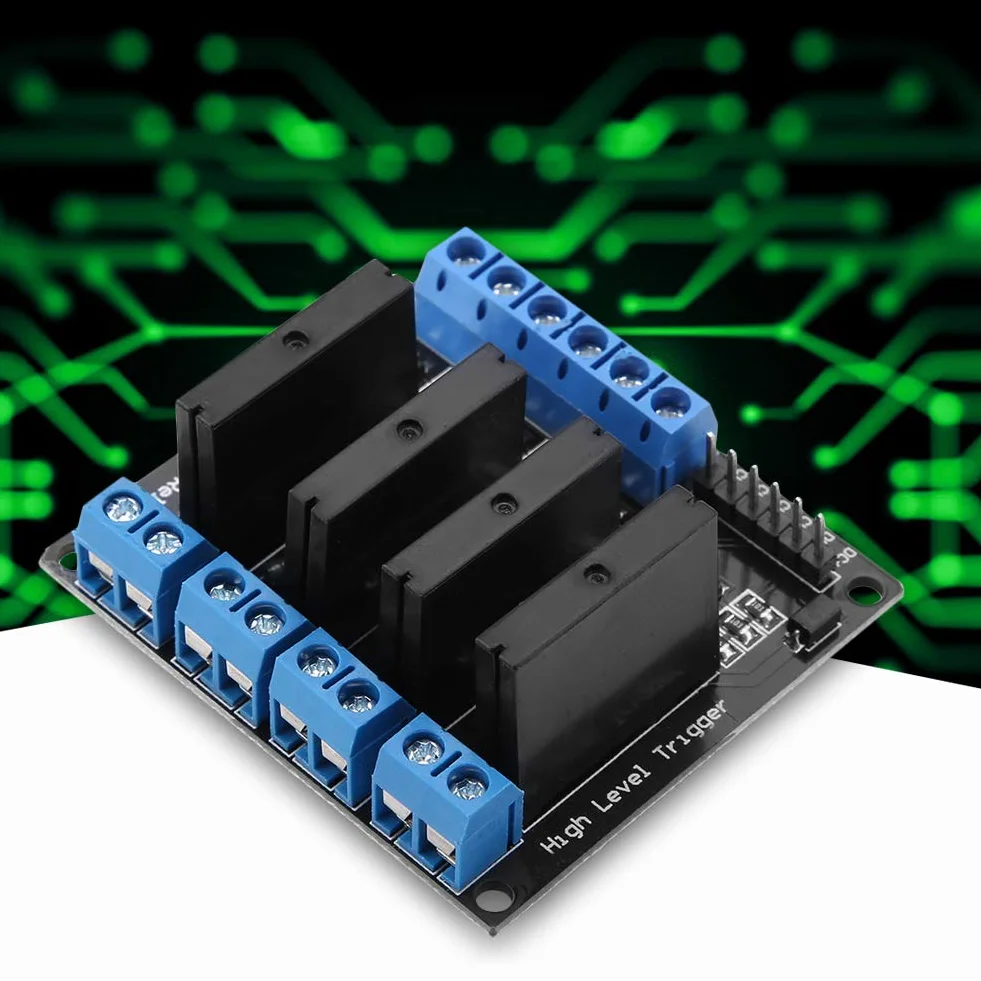 Moduł przekaźnika półprzewodnikowego 4-kanałowy SSR DC AC 5V High Level Trigger