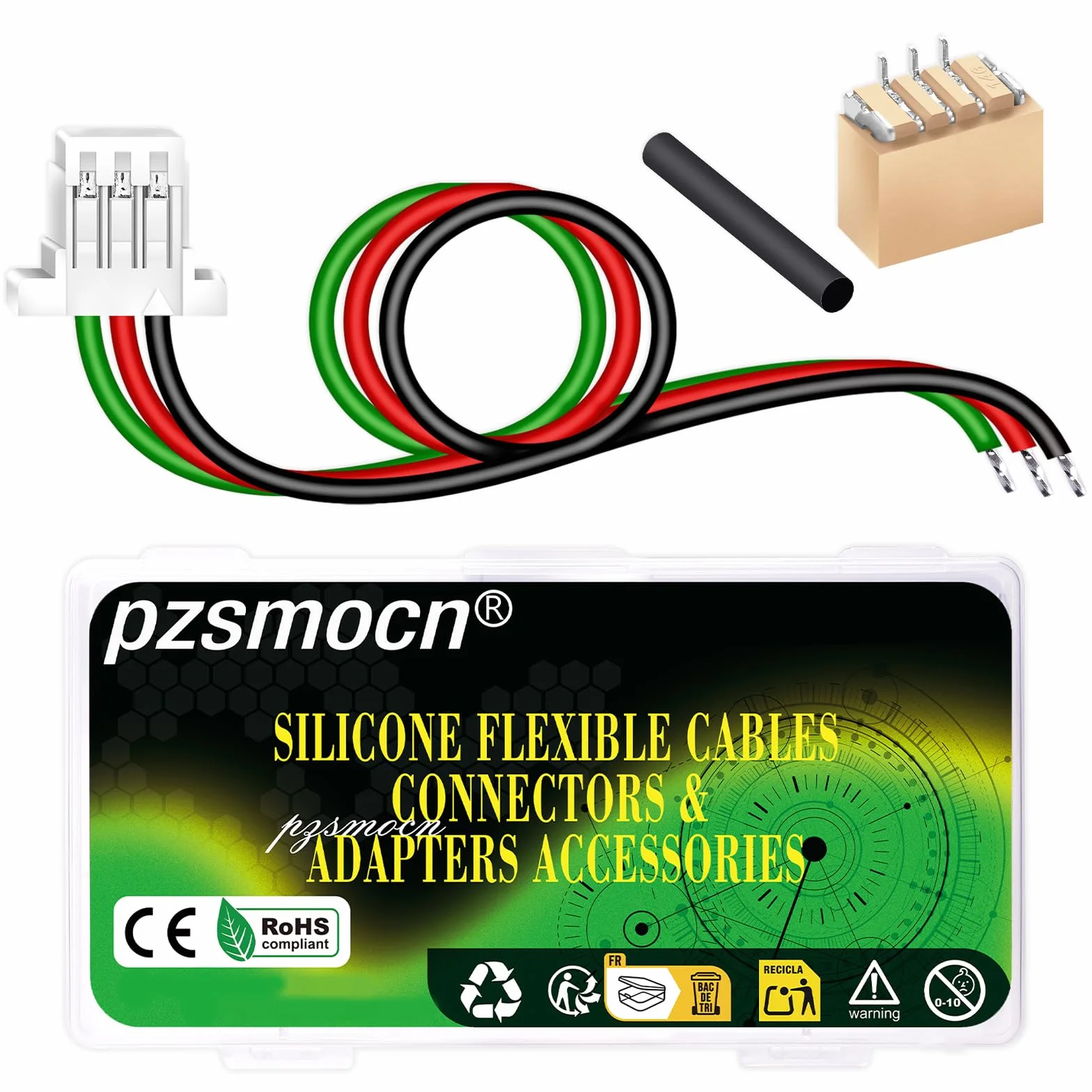 15 zestawów/60 sztuk mini Micro JST-SH-SMD-HHR 1,0 mm, 3 piny 30 AWG, zestaw kabli silikonowych, złącze żeńskie z przewodem 20 cm i wtyczką męską IC, do taśm świetlnych LED, zabawek RC