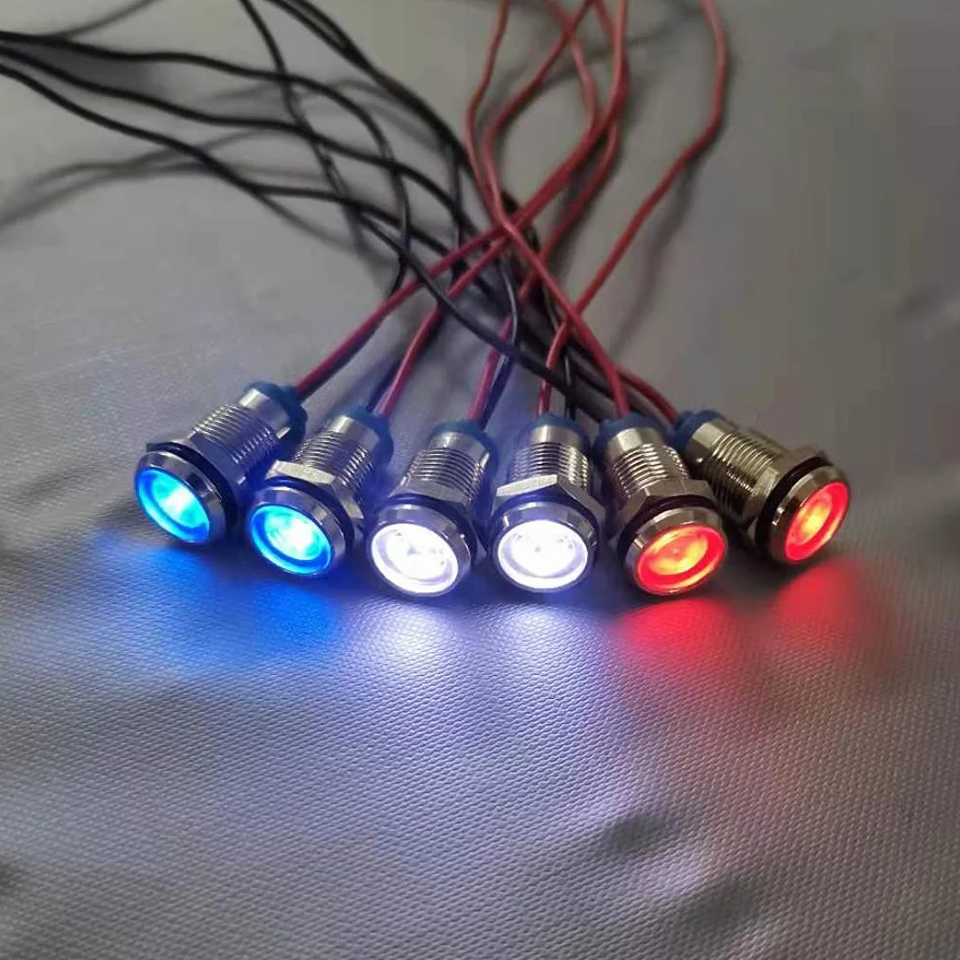 GUUZI 6 sztuk Panel LED Pilot Dash Lampka Ostrzegawcza Wskaźnik 220V-230V AC 10mm Lampa Pilot Dash Żarówki Kierunkowe (Czerwony/Niebieski/Biały)