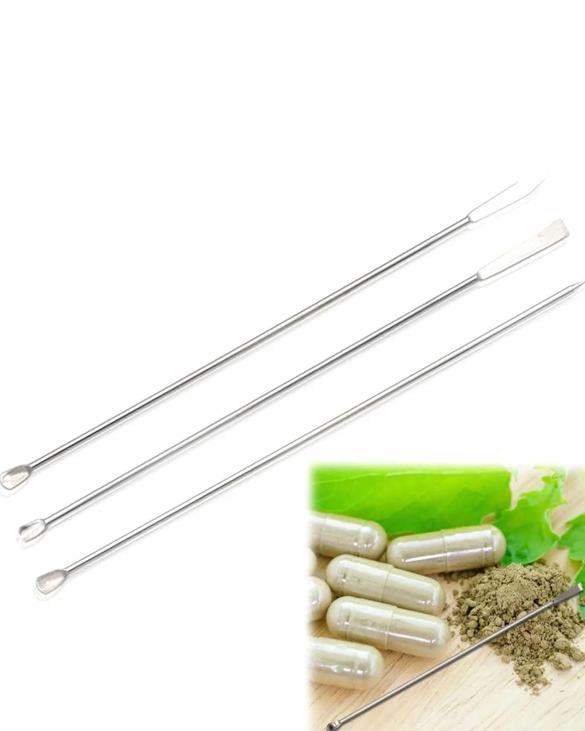 Szpatułka laboratoryjna 22 cm stal nierdzewna podwójna głowica 3 sztuki