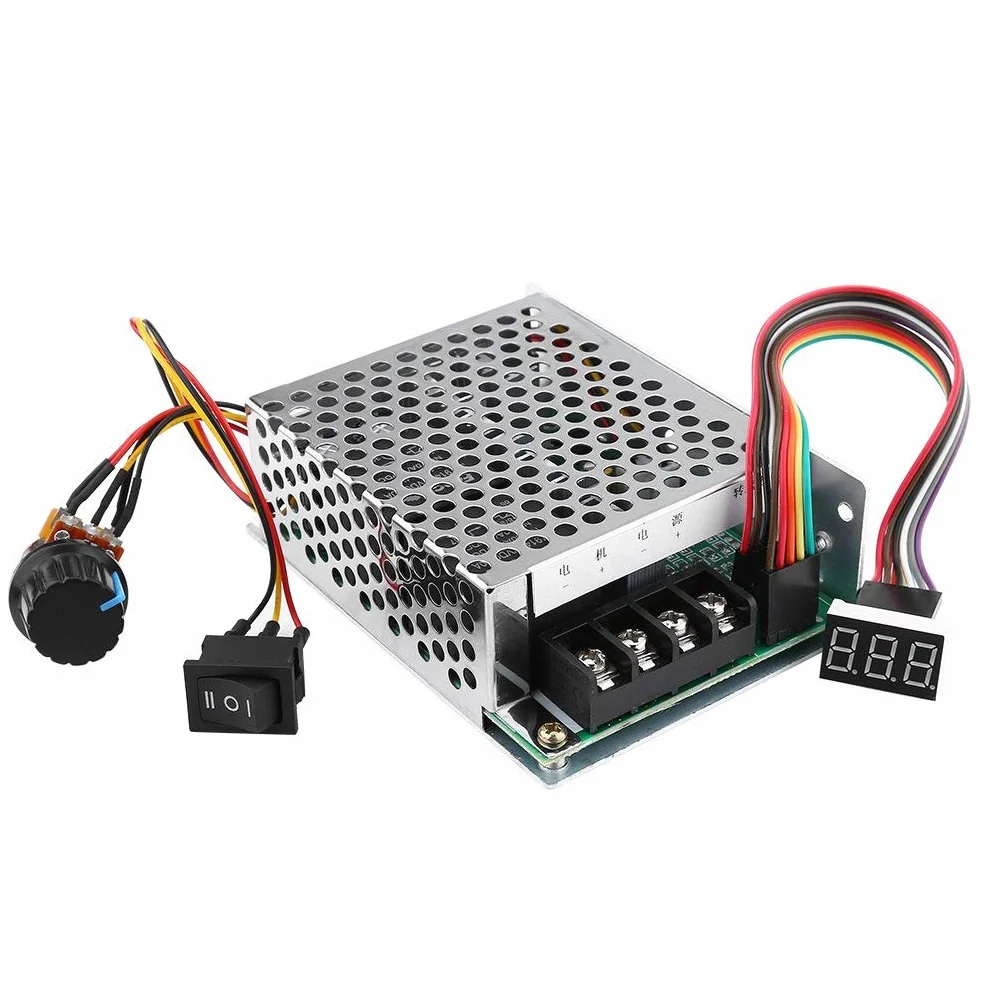 Walfront Kontroler prędkości silnika DC 10V-55V PWM szczotkowy sterownik regulowany CW CCW odwracalny