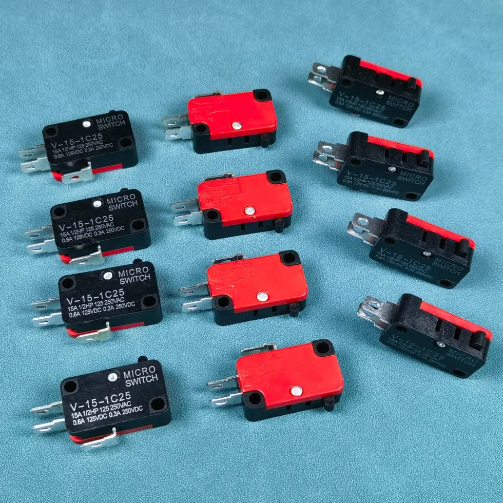 GUUZI 12 sztuk 125V/250V 15A SPDT Przycisk Działania Snap Mikro Wyłącznik Krańcowy do Drzwi Kuchenki Mikrofalowej V-15-1C25