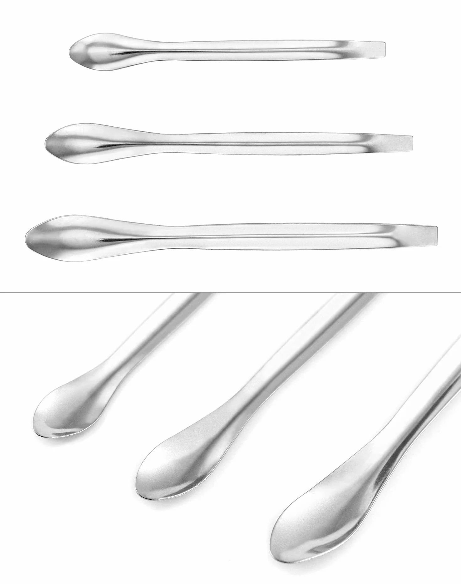 QWORK® Szpatułki laboratoryjne, 13 sztuk szpatułki laboratoryjne ze stali nierdzewnej łopatki do mieszania odczynników laboratoryjnych, długa łyżka do pobierania próbek