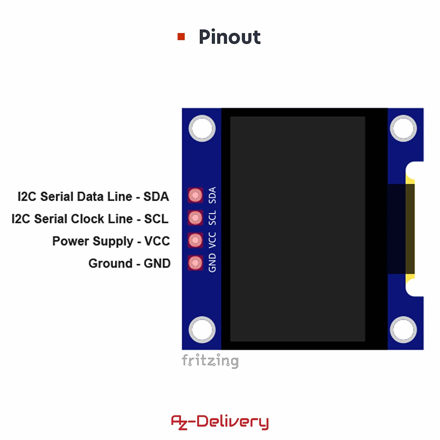 AZDelivery 0,96 cala OLED wyświetlacz I2C 128 x 64 pikseli I2C ssd1306 moduł wyświetlacza ekranu z białymi znakami kompatybilny z Arduino i Raspberry Pi w tym e-book!