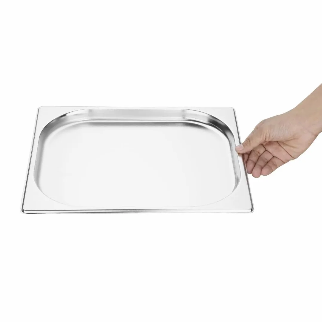 Vogue K906 Stal nierdzewna 1/2 Gastronorm patelnia 1,2 l/20 mm głęboki pojemnik na żywność, srebrny