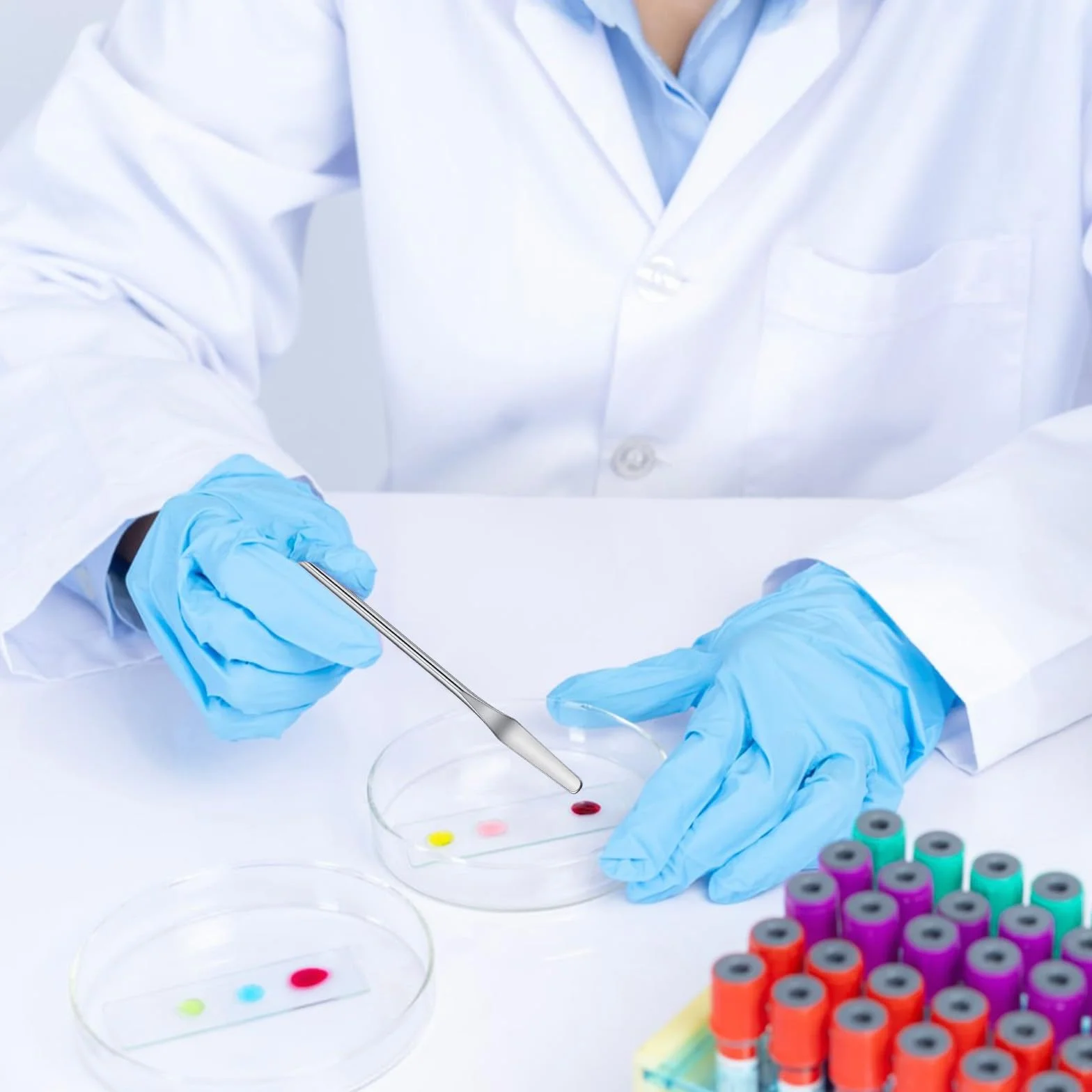 4 sztuki szpatułki ze stali nierdzewnej, podwójnie zakończone szpatułki ze stali nierdzewnej, szpatułka laboratoryjna, mikroszpatułka, skrobak do tabletek, łyżka laboratoryjna ze stali
