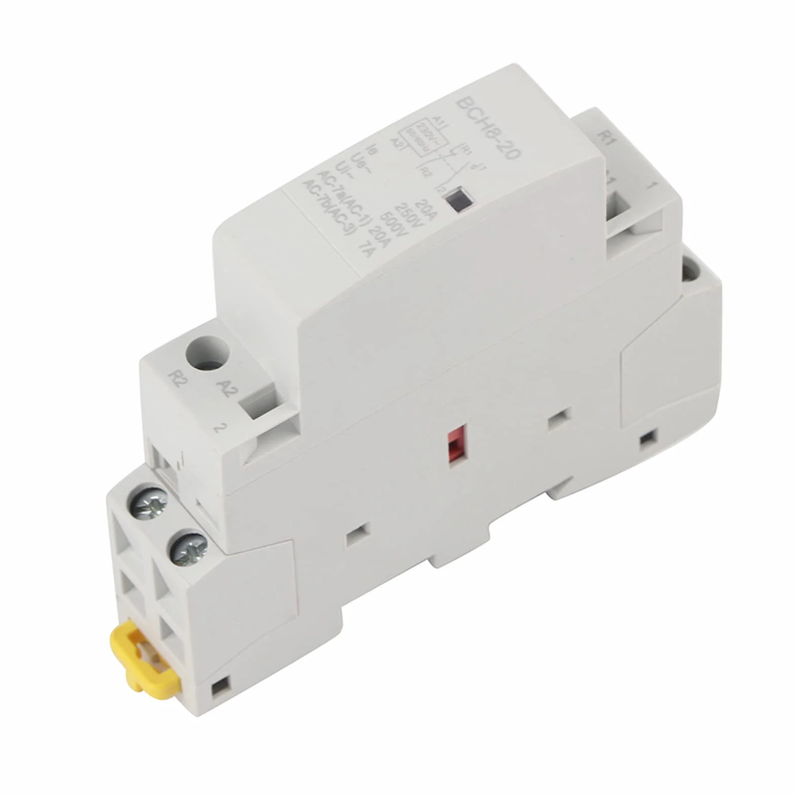 Stycznik AC 2P 1NO 1NC, 20A 24V 220V/230V 50/60Hz Domowy stycznik AC Montaż na szynie DIN Zaprojektowany do użytku domowego elektrycznego i elektronicznego (220V/230V)