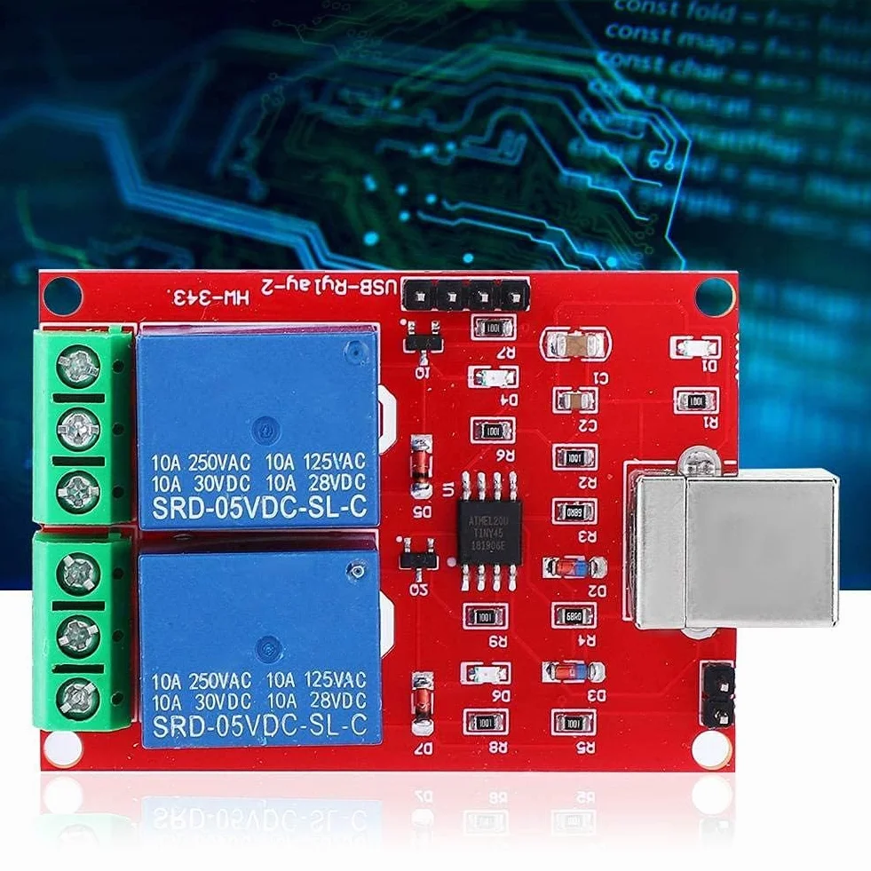 Walfront 2-Kanałowy Moduł Przekaźnika USB 5 V, Przełącznik Sterujący do Komputera, Inteligentny Automatyczny, Srebrny, 2NO 2NC
