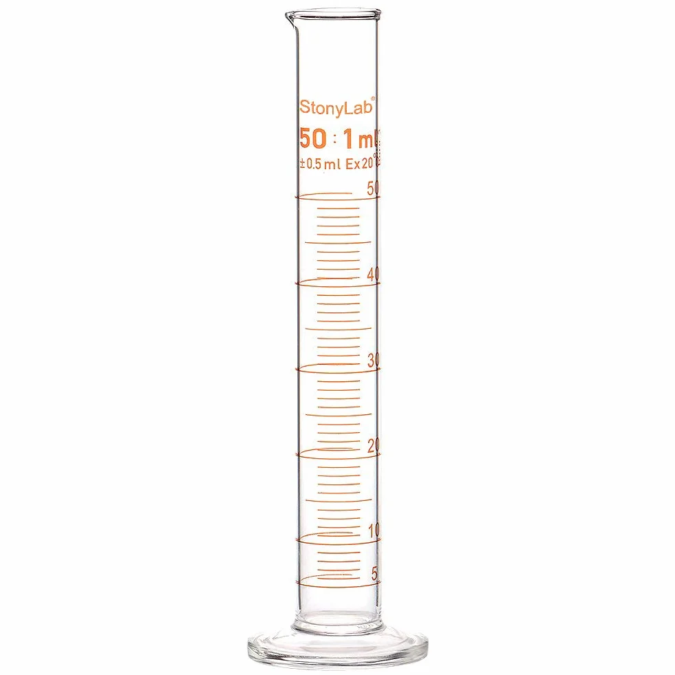 stonylab 1-pak cylindra z miarką, szkło borokrzemowe 50 ml ciężka ściana miarka ze szkła stopniowanego
