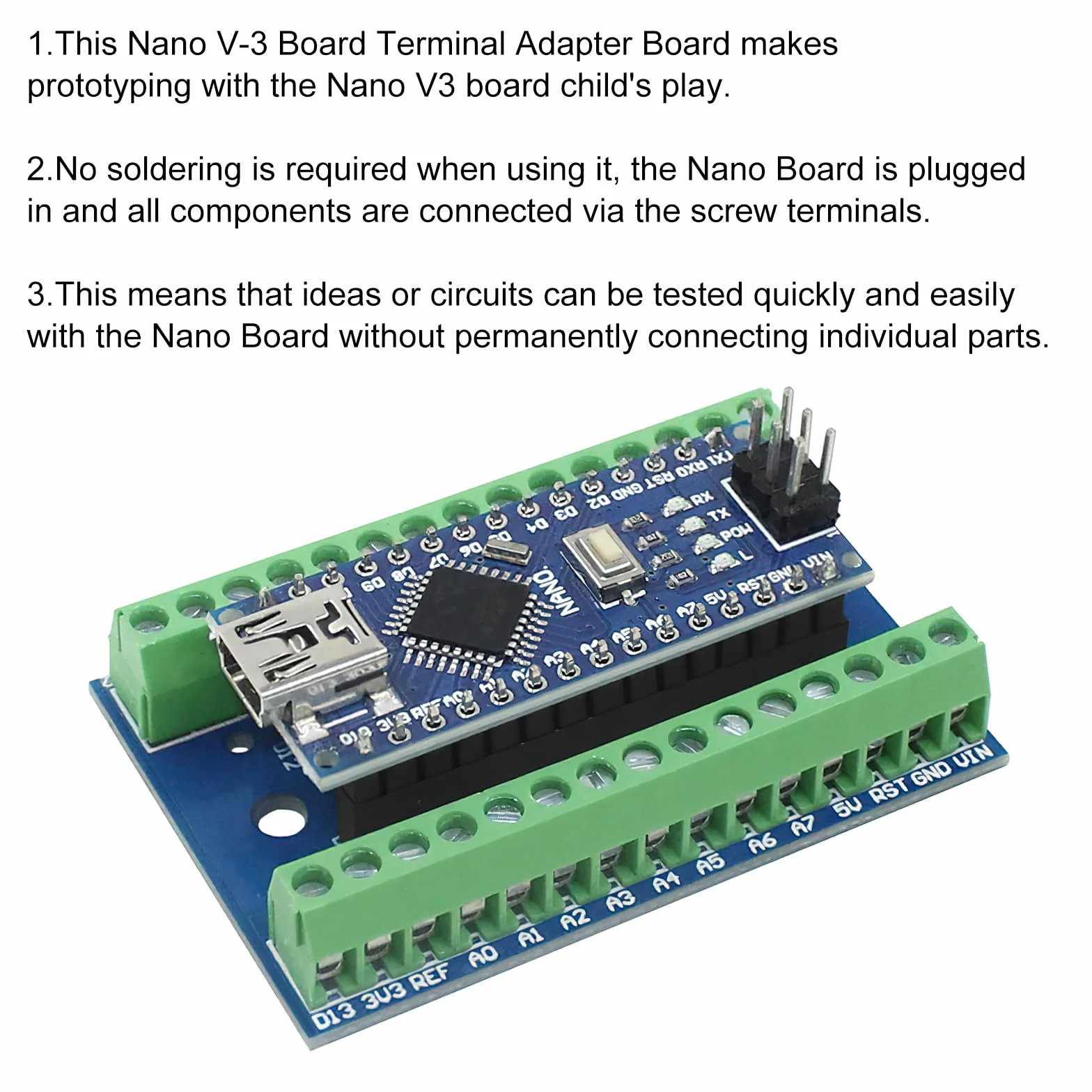 HENGBIRD Nano Shield IO Shield V1.0 Płyta Rozszerzająca z Zaciskami Śrubowymi do Arduino